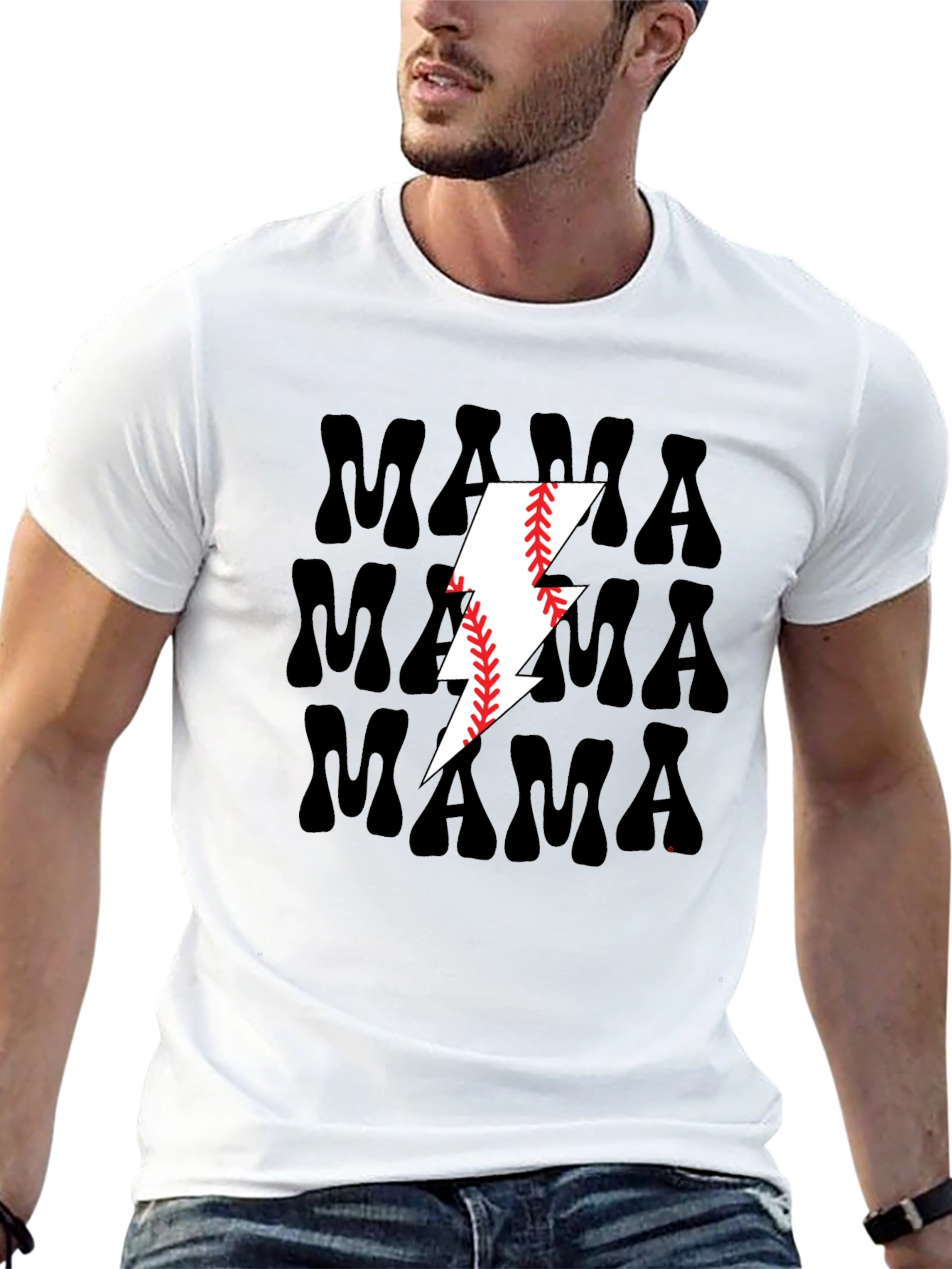 Mama Baseball Lightning Bolt Graphic Tee