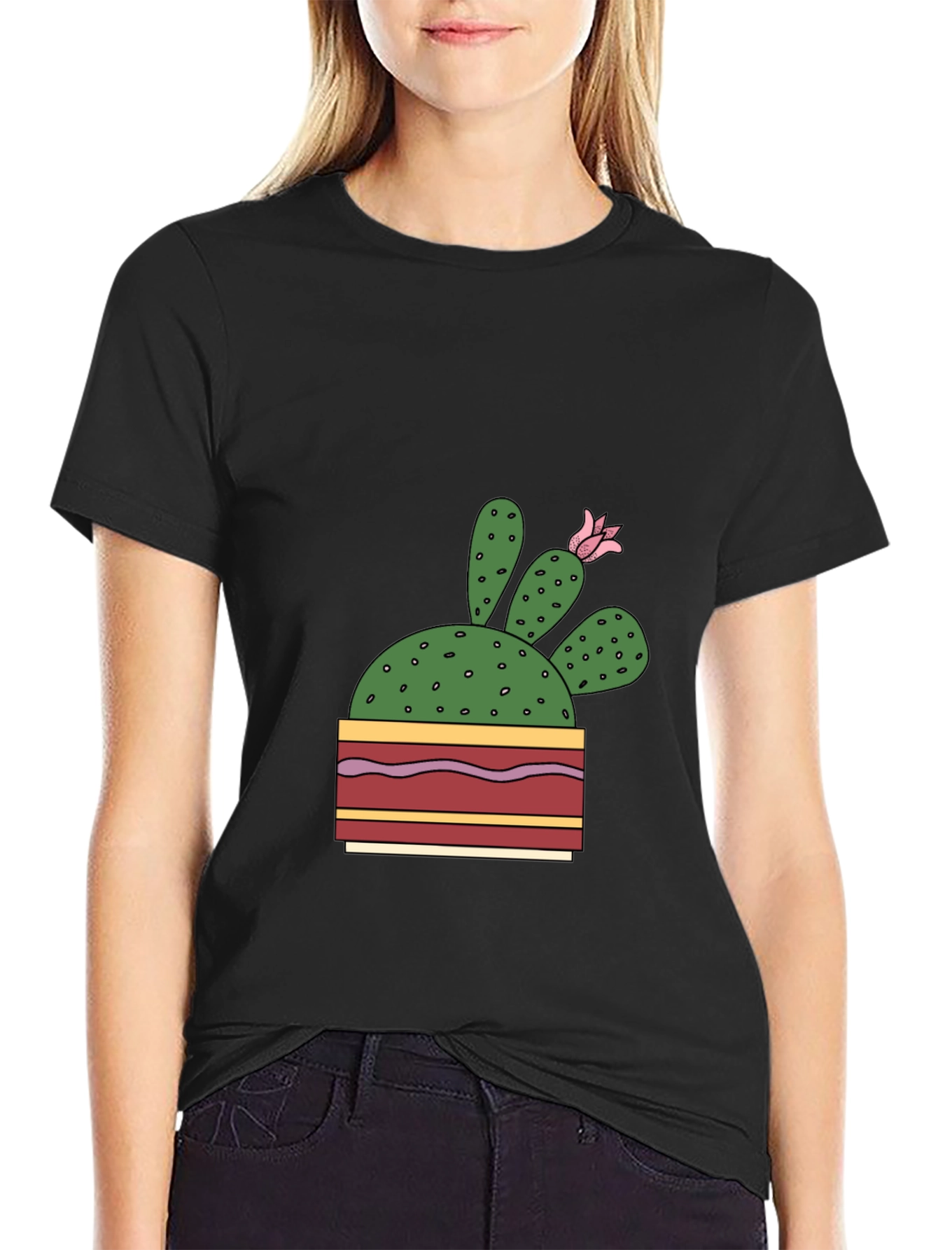 Cactus Flower Graphic T-Shirt