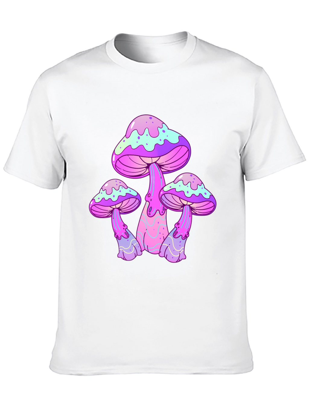 Funky Mushroom Graphic Tee - Black Cotton T-Shirt