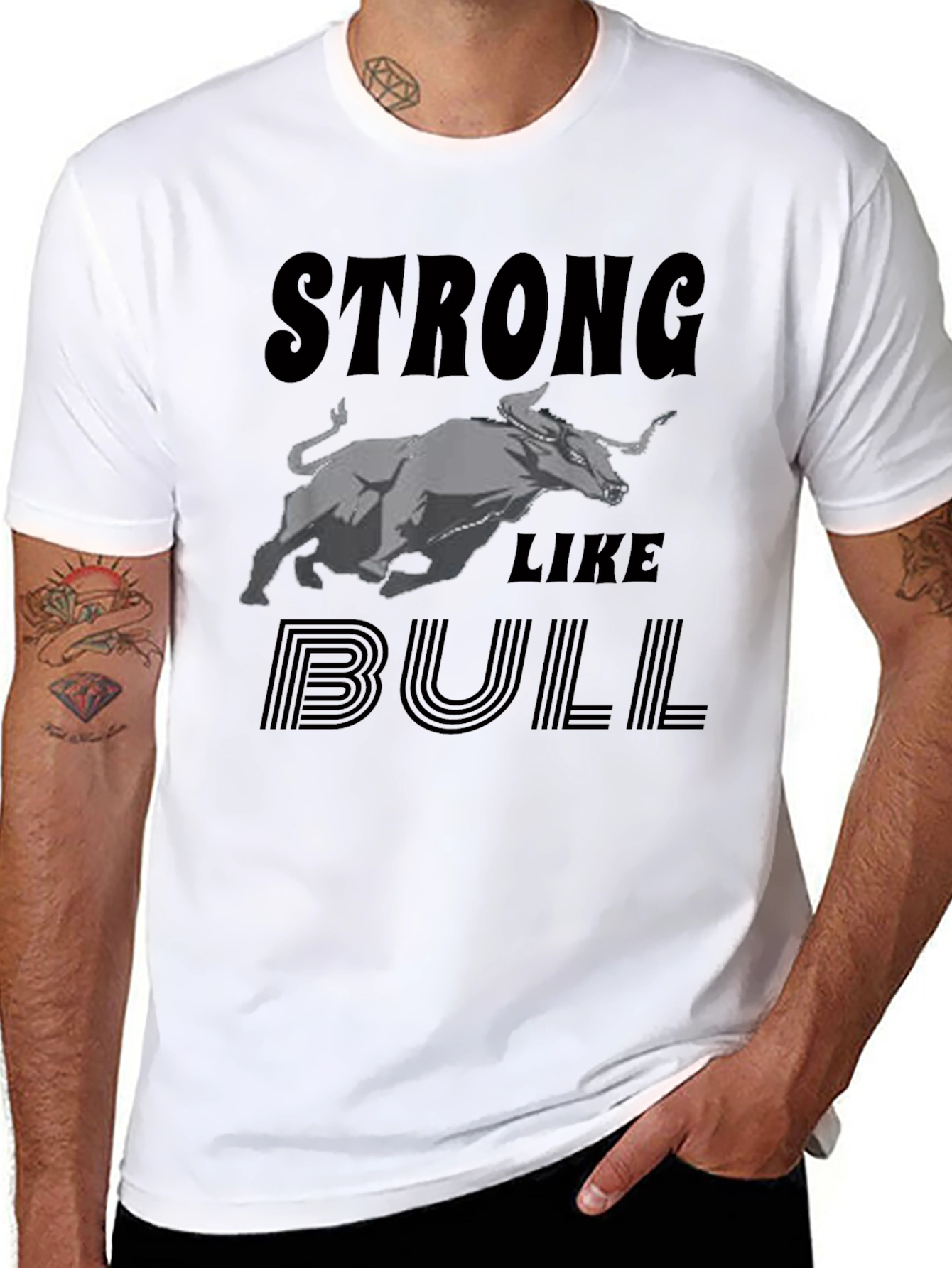 Strong Like Bull Graphic Tee - Black