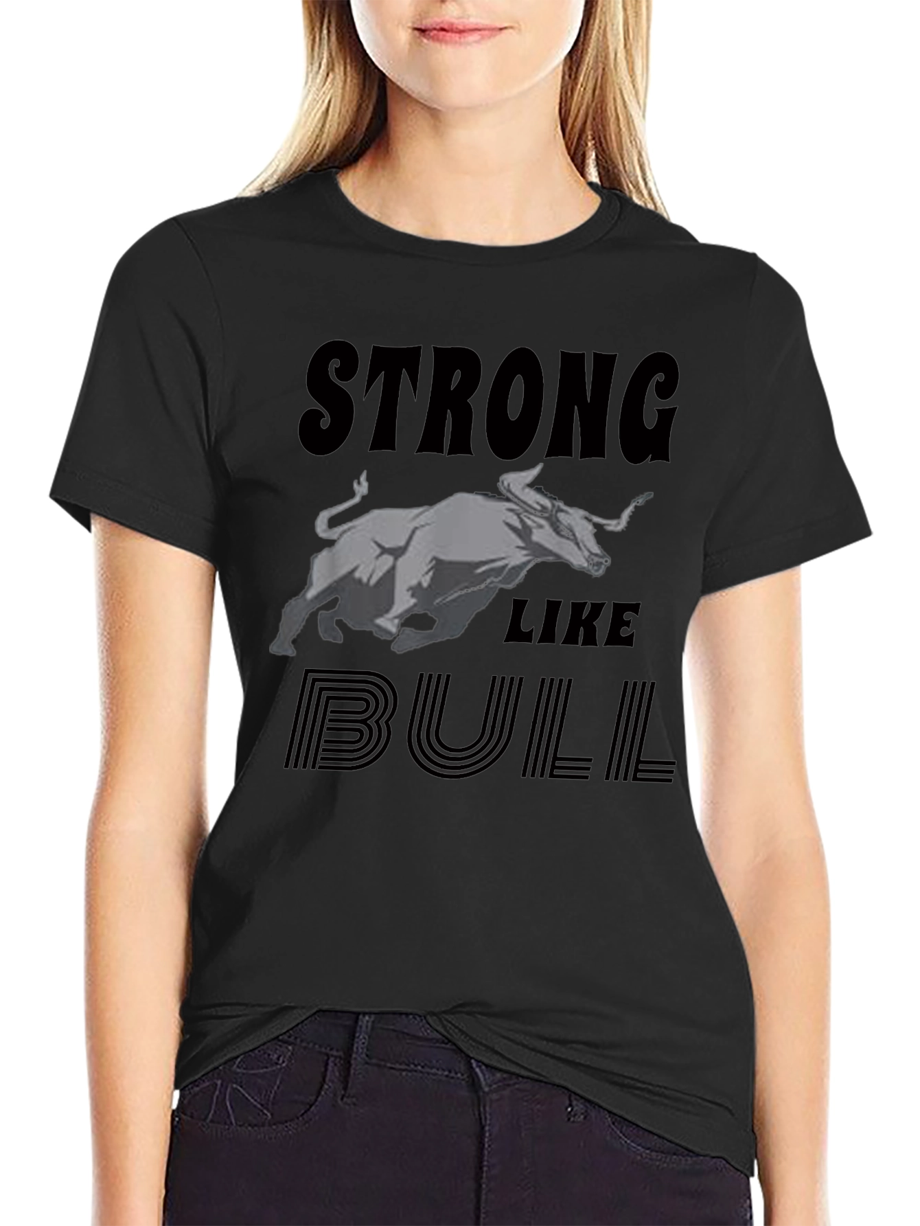 Strong Like Bull Graphic Tee - Black