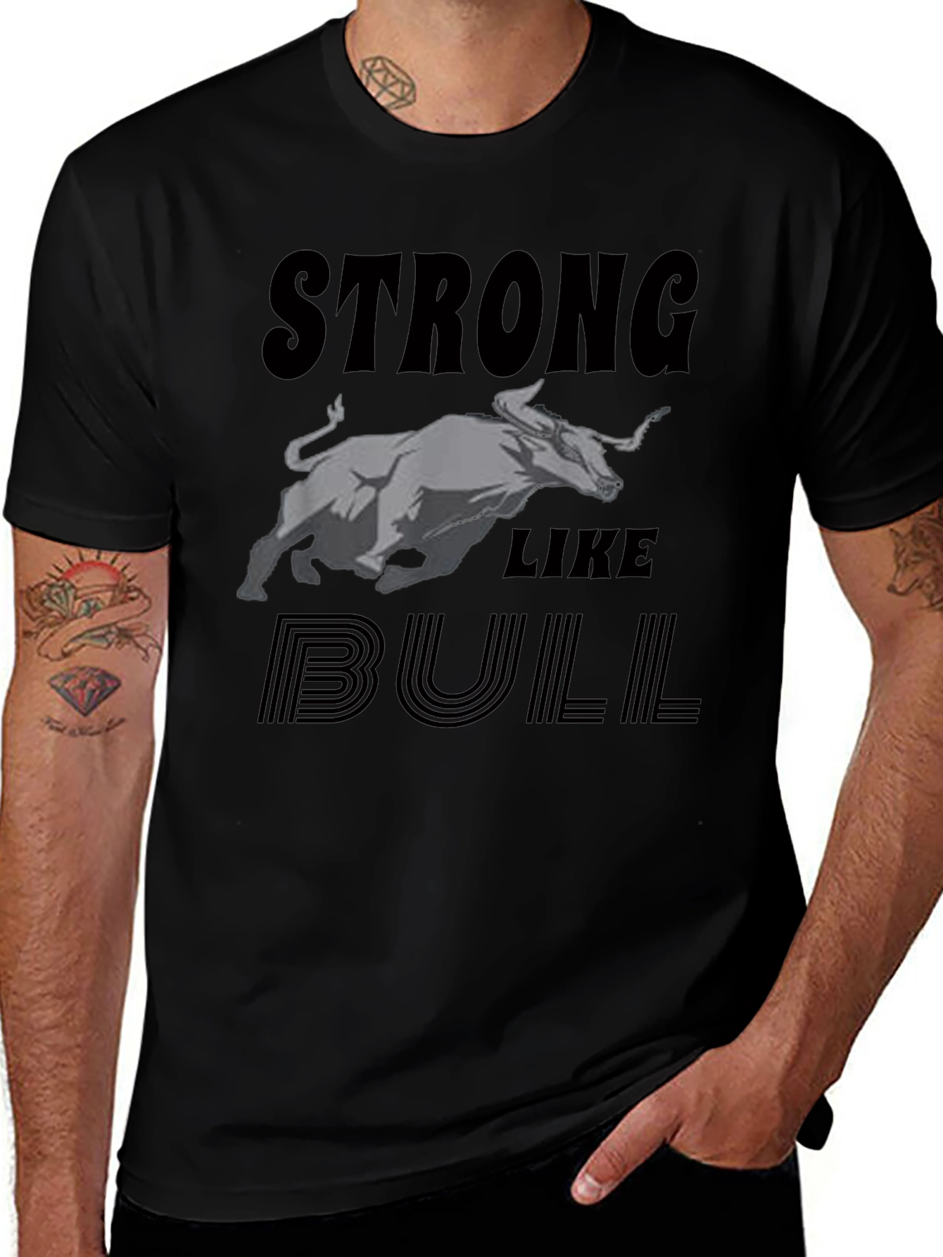 Strong Like Bull Graphic Tee - Black