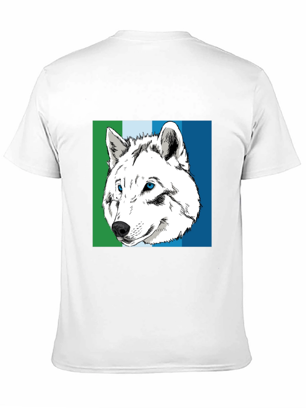 Wolf Graphic Tee - Blue & Green Stripe