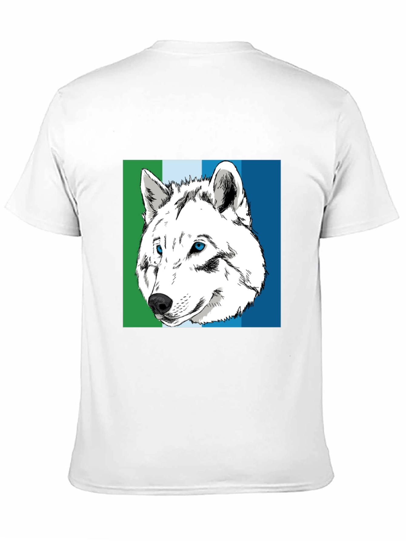 Wolf Graphic Tee - Blue & Green Stripe