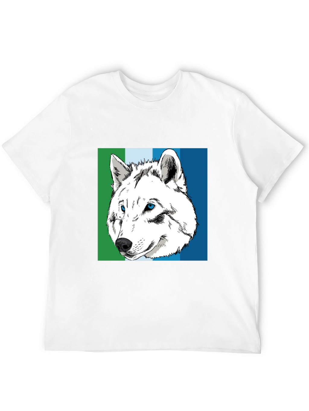 Wolf Graphic Tee - Blue & Green Stripe