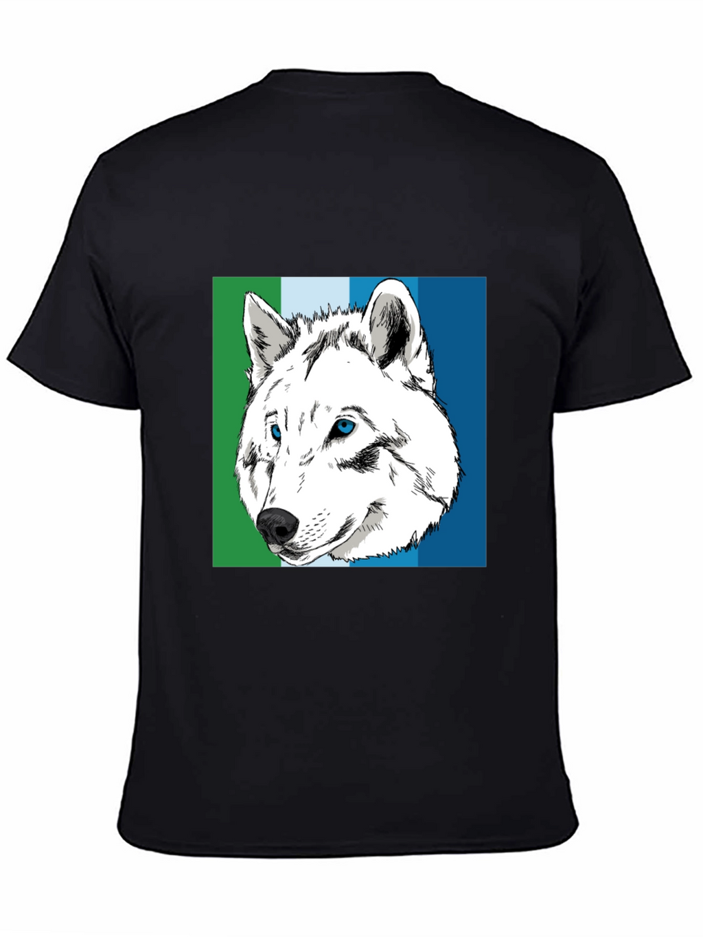 Wolf Graphic Tee - Blue & Green Stripe
