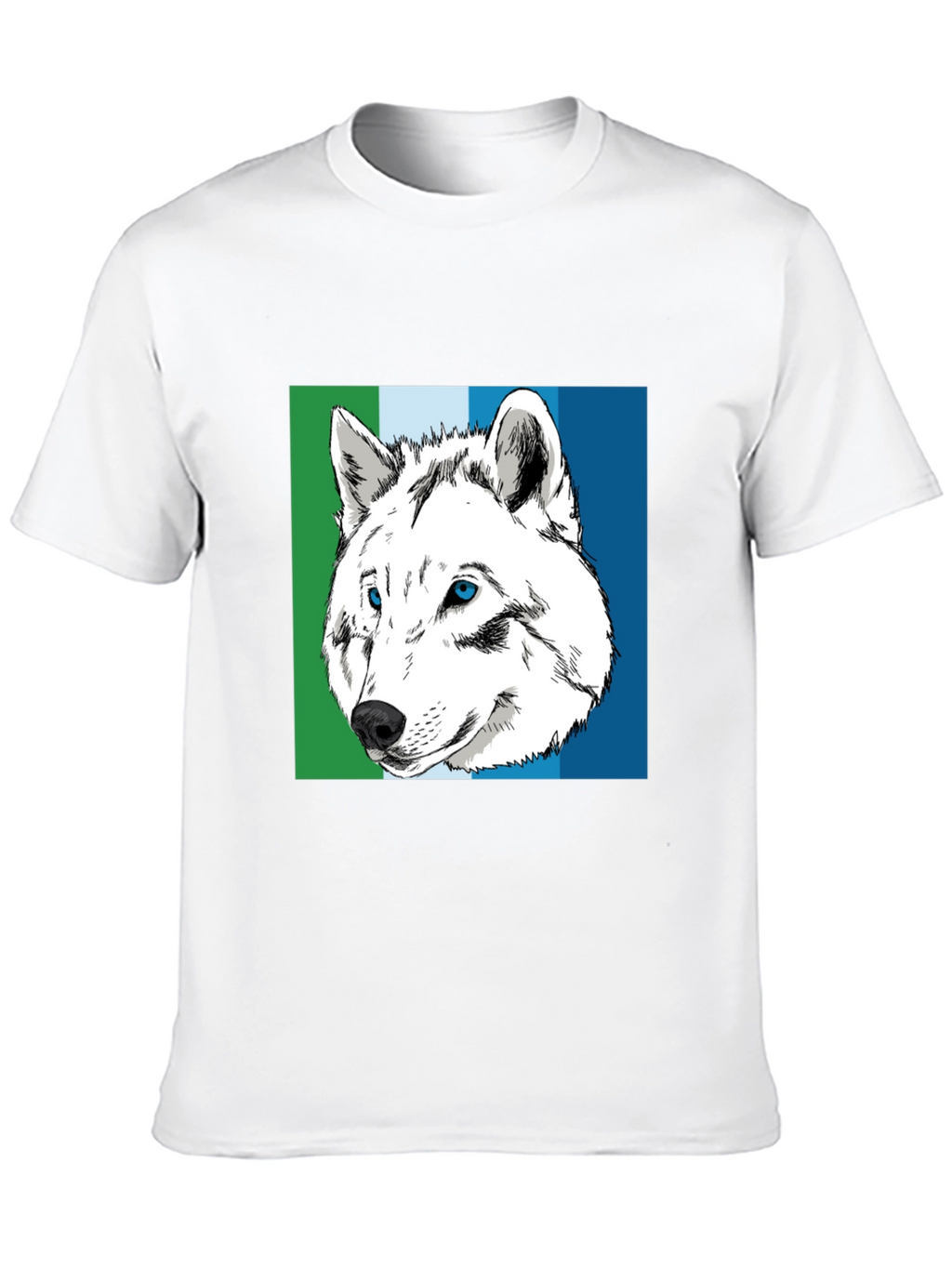 Wolf Graphic Tee - Blue & Green Stripe
