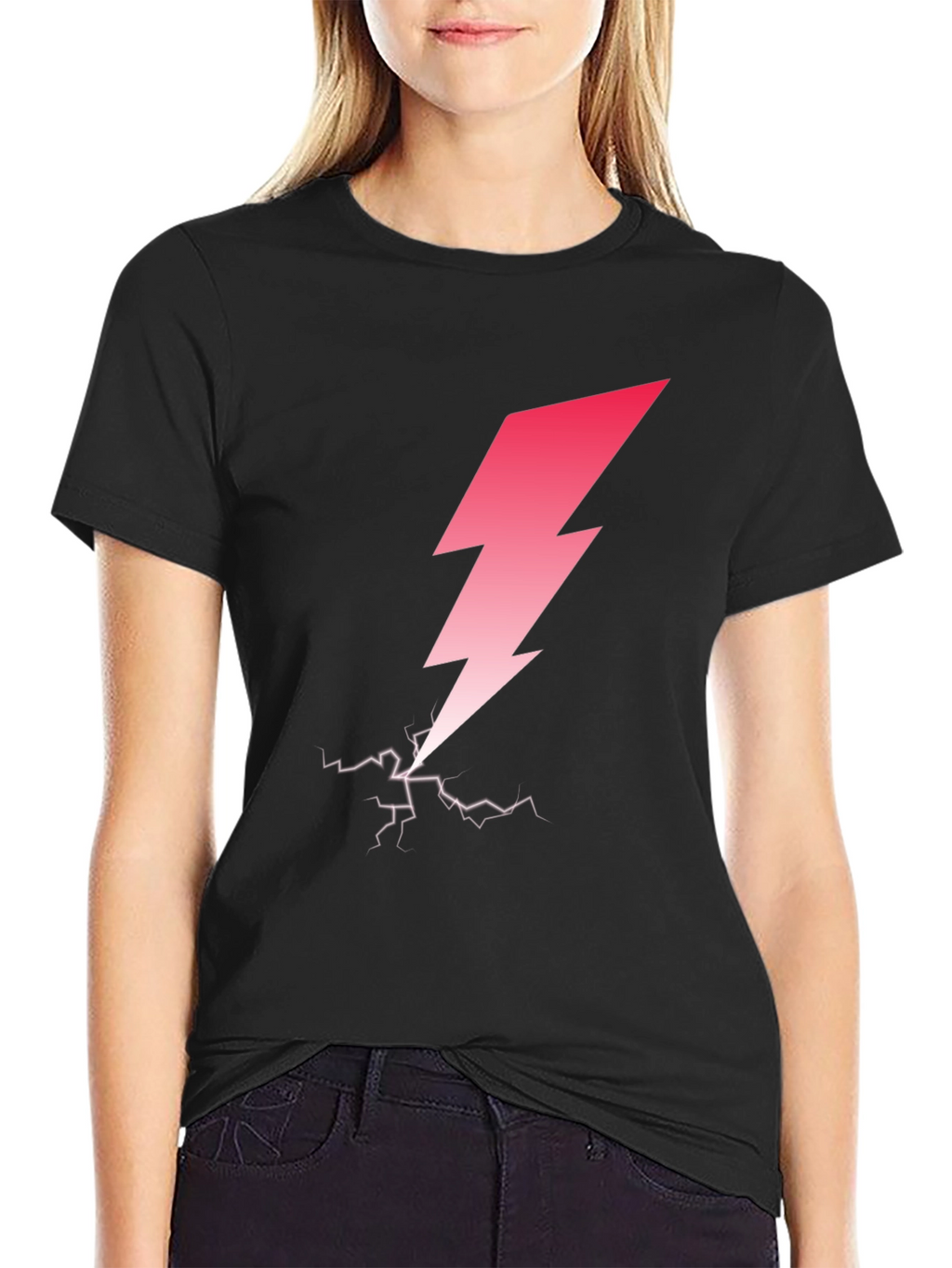 Lightning Bolt Graphic Tee - Stylish Black T-Shirt