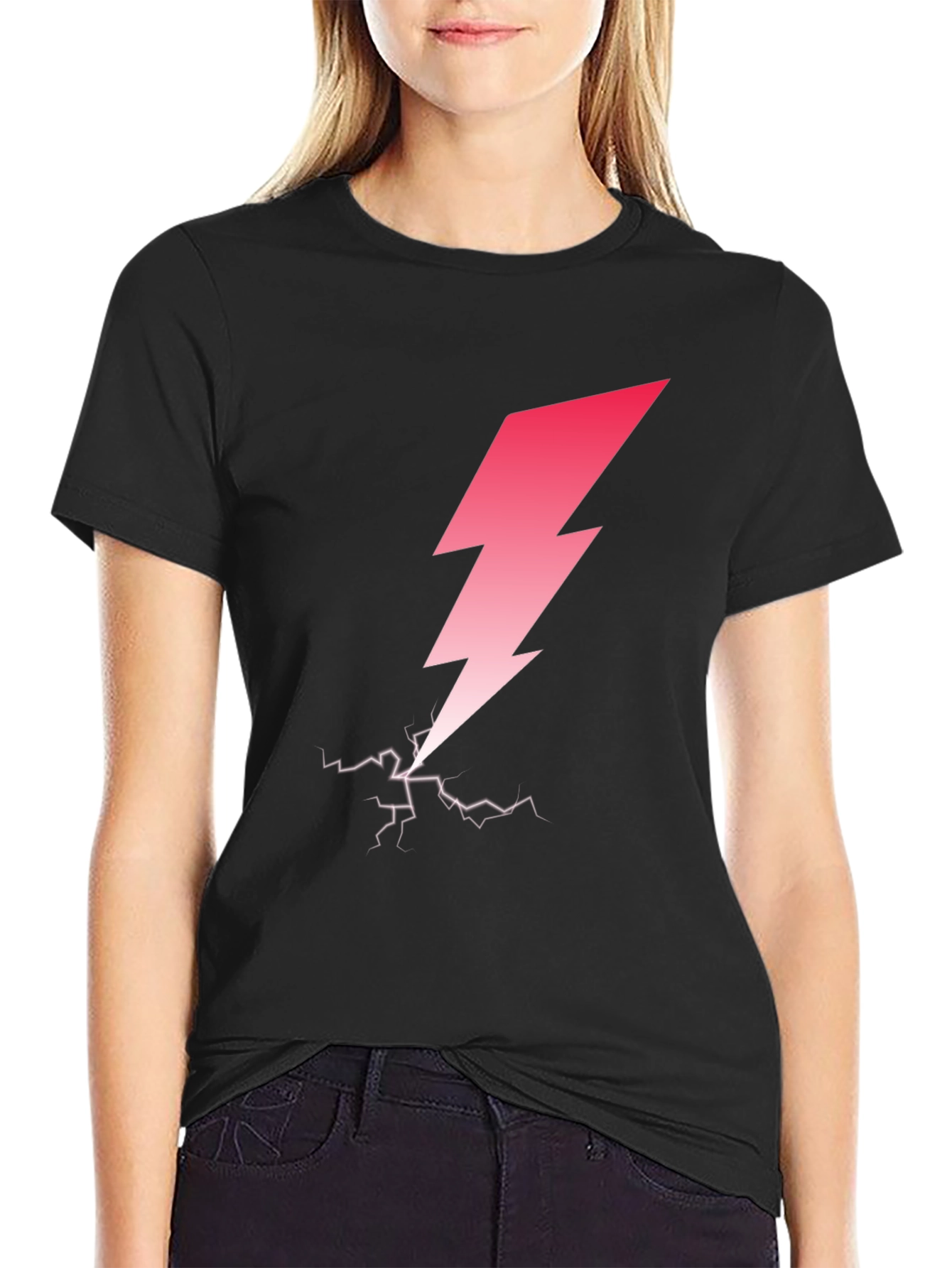 Lightning Bolt Graphic Tee - Stylish Black T-Shirt