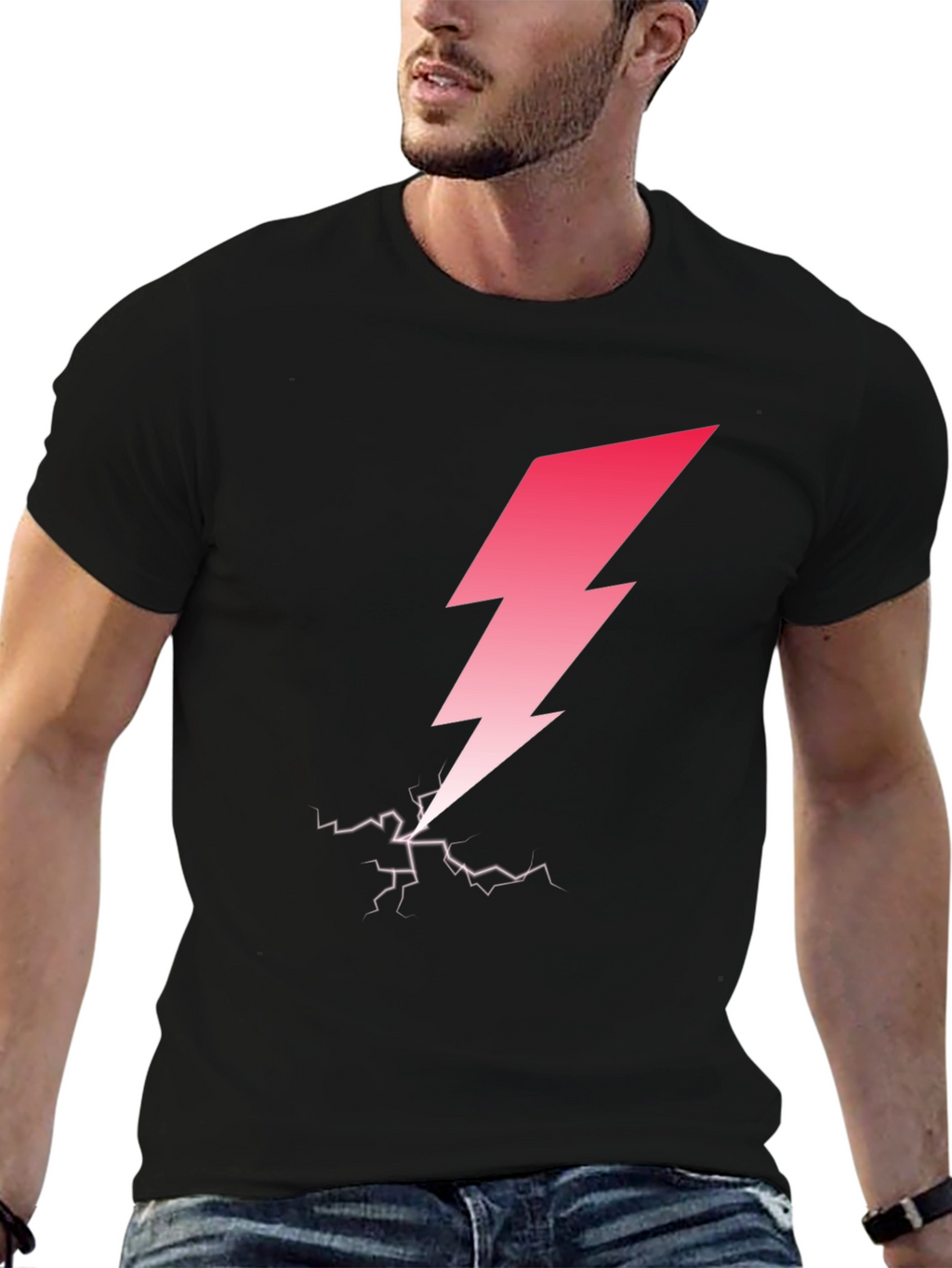 Lightning Bolt Graphic Tee - Stylish Black T-Shirt