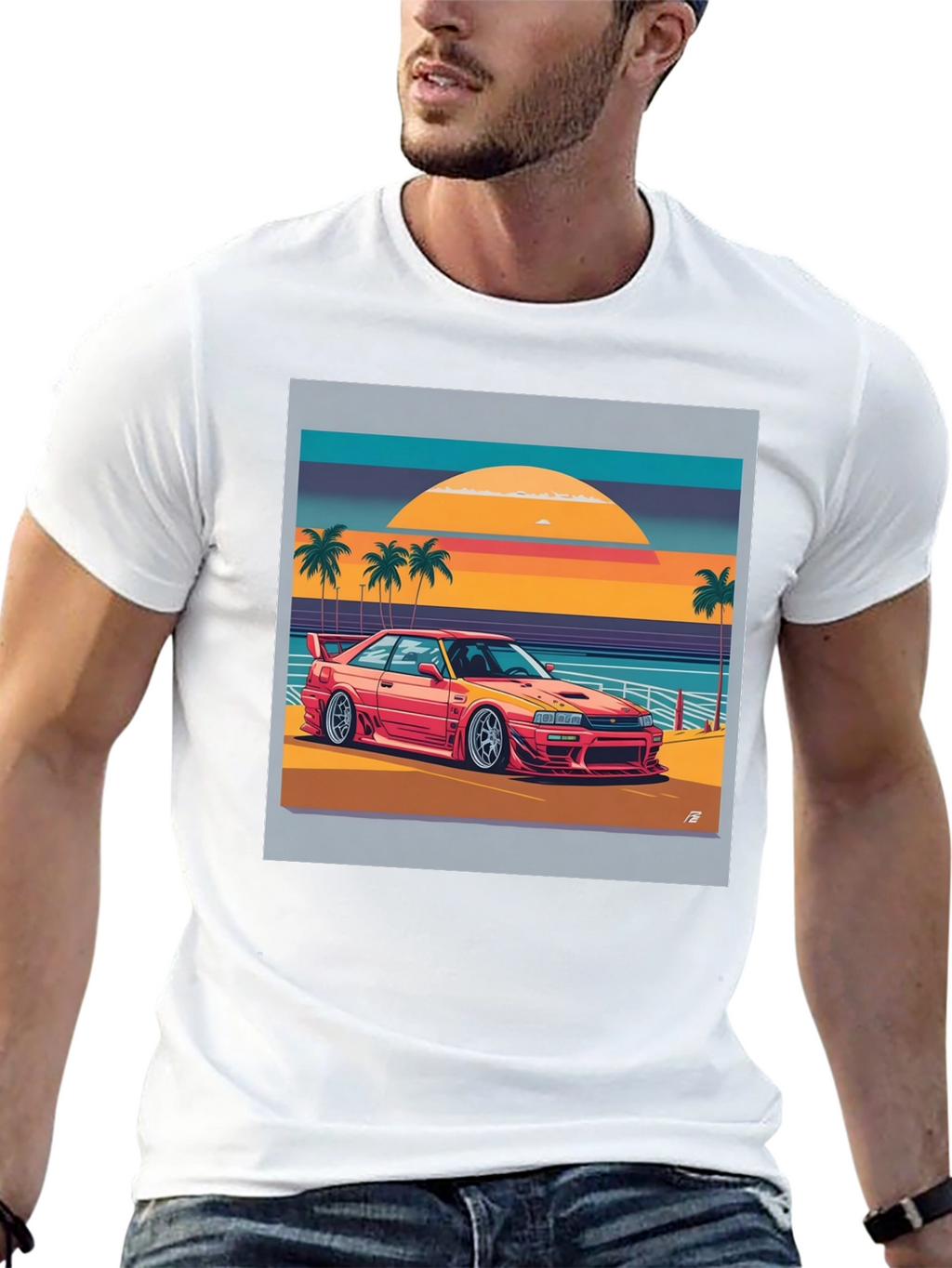 Retro Car Beach Graphic T-Shirt