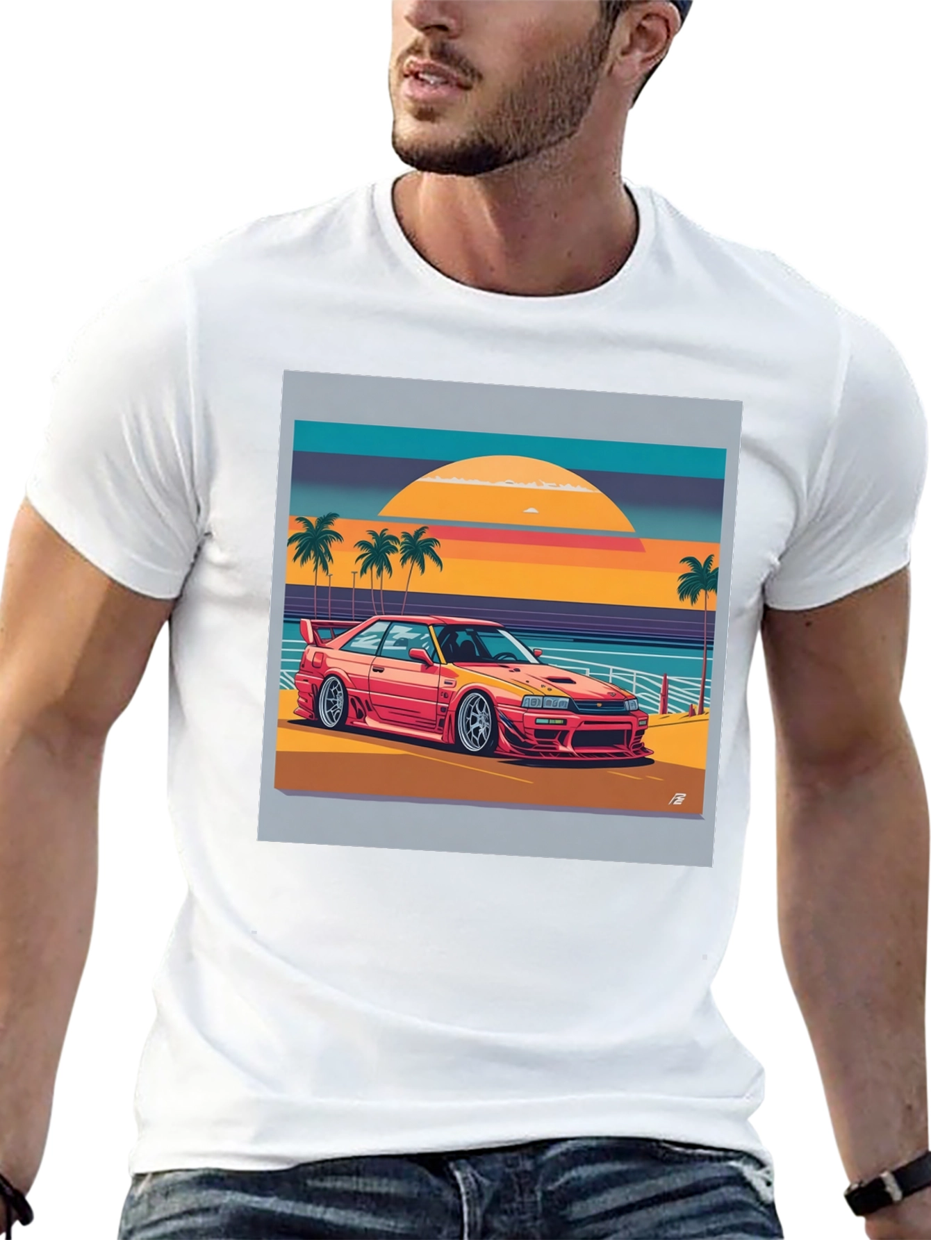 Retro Car Beach Graphic T-Shirt