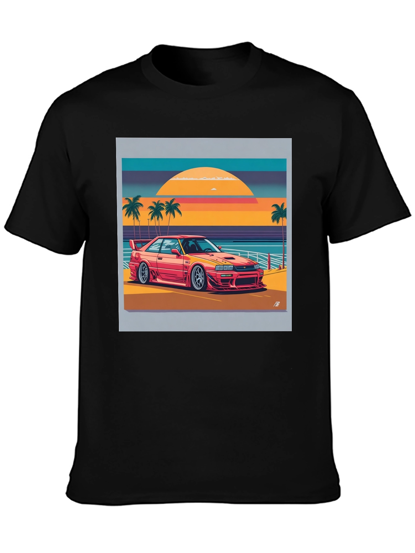 Retro Car Beach Graphic T-Shirt