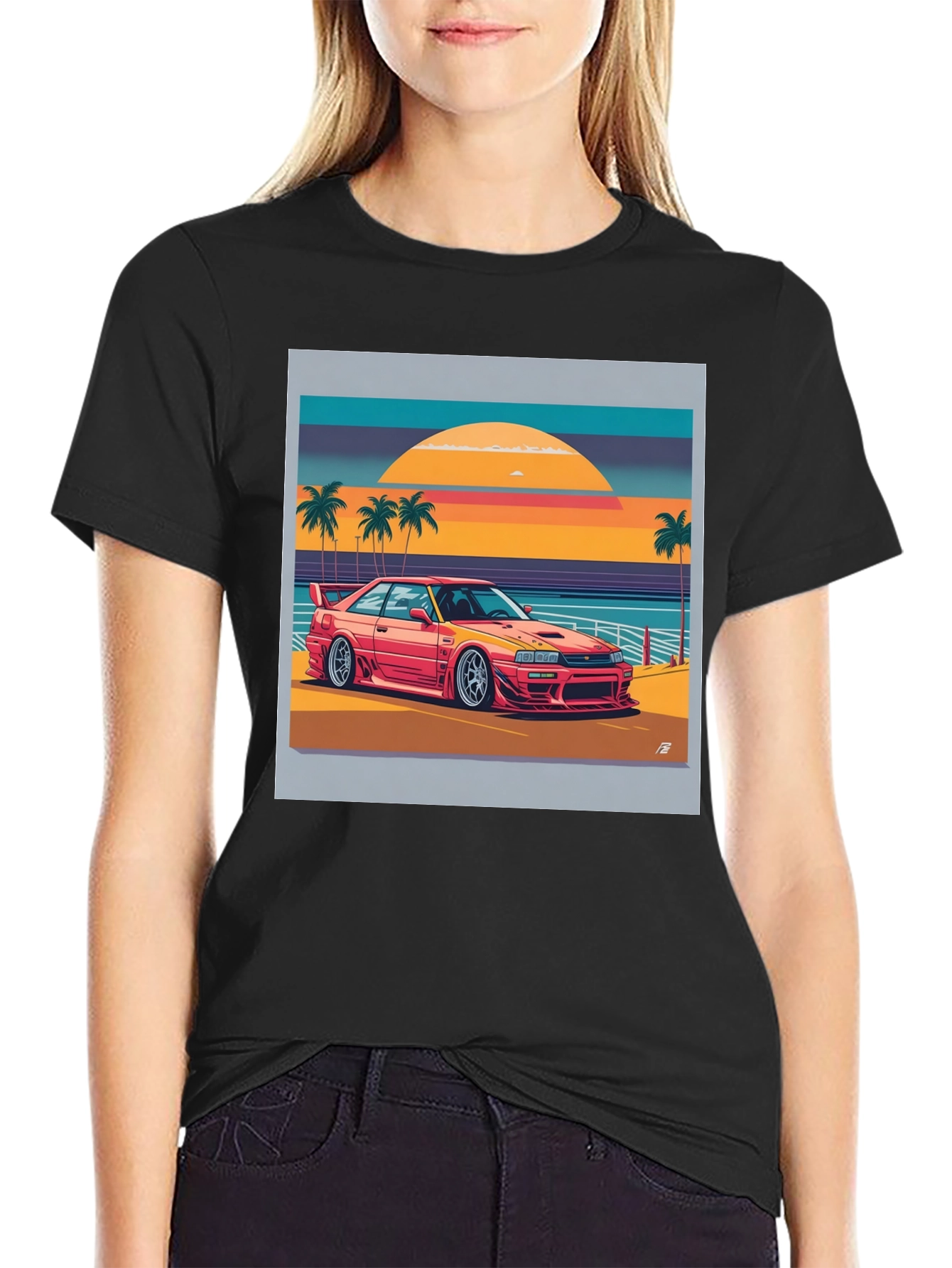 Retro Car Beach Graphic T-Shirt