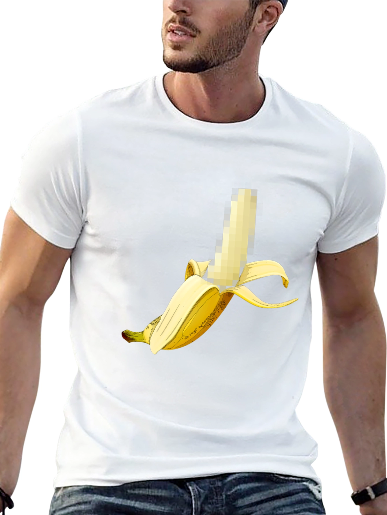 Censored Banana Graphic Tee - Unisex Black T-Shirt