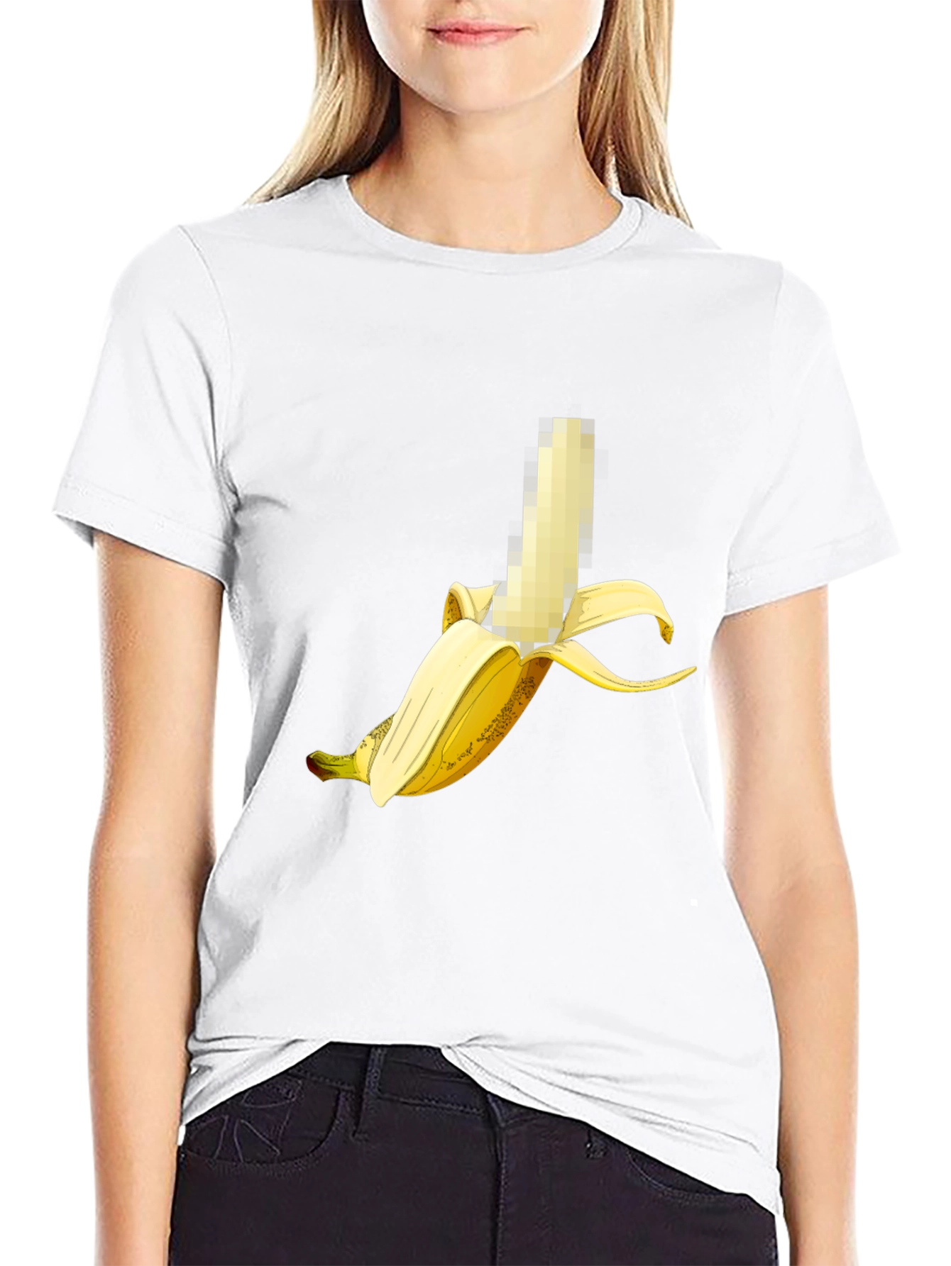 Censored Banana Graphic Tee - Unisex Black T-Shirt