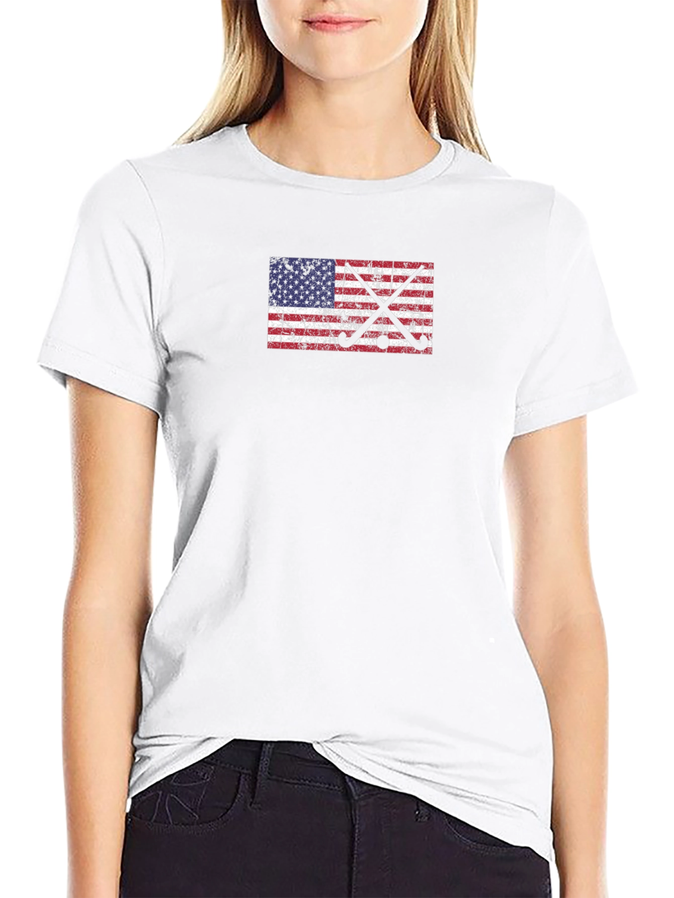 American Flag Hockey Sticks Graphic Tee