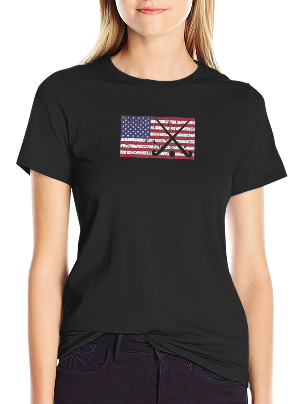 American Flag Hockey Sticks Graphic Tee