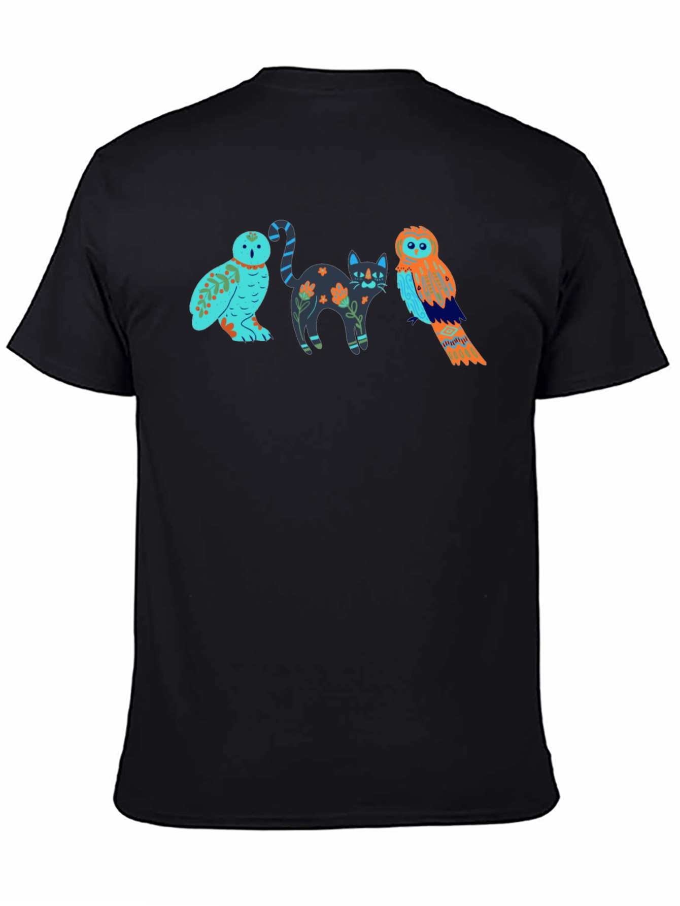 Alebrije T-Shirt: Colorful Owl and Cat Design