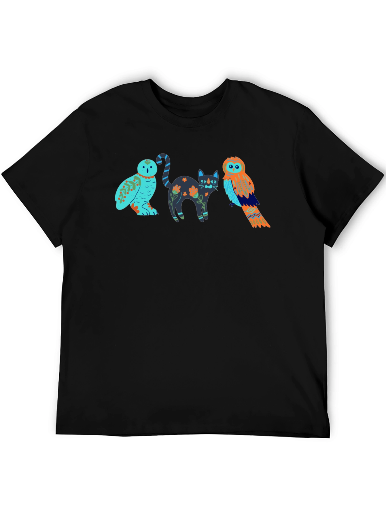 Alebrije T-Shirt: Colorful Owl and Cat Design