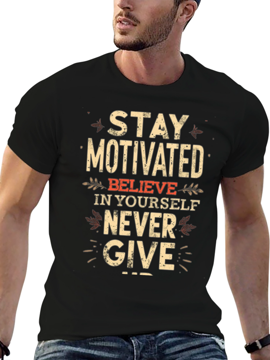 Motivational Black T-Shirt - Stay Motivated!