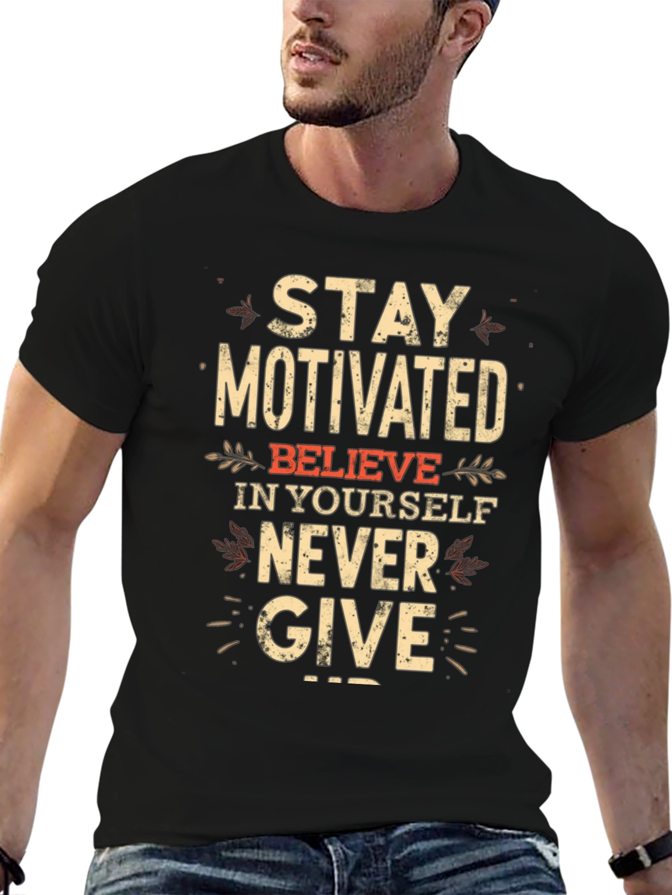Motivational Black T-Shirt - Stay Motivated!