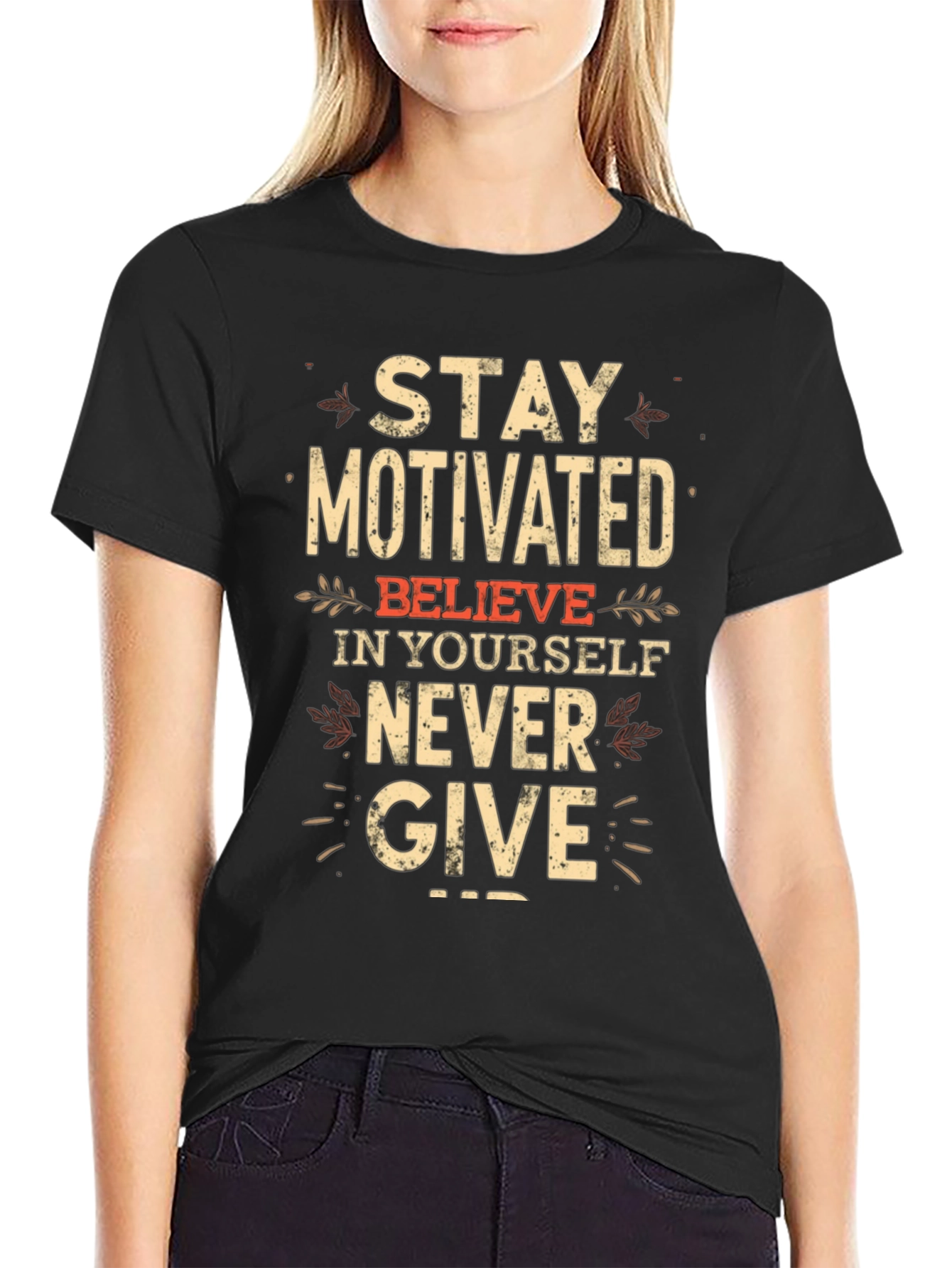 Motivational Black T-Shirt - Stay Motivated!