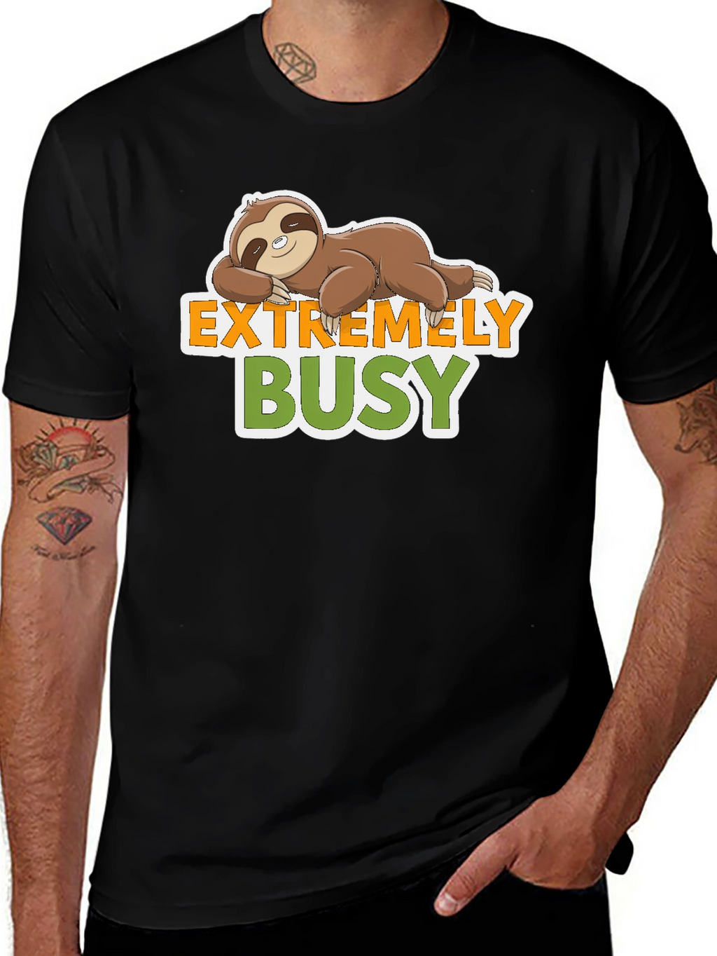 Extremely Busy Sloth Graphic Tee - Relaxed & Fun
