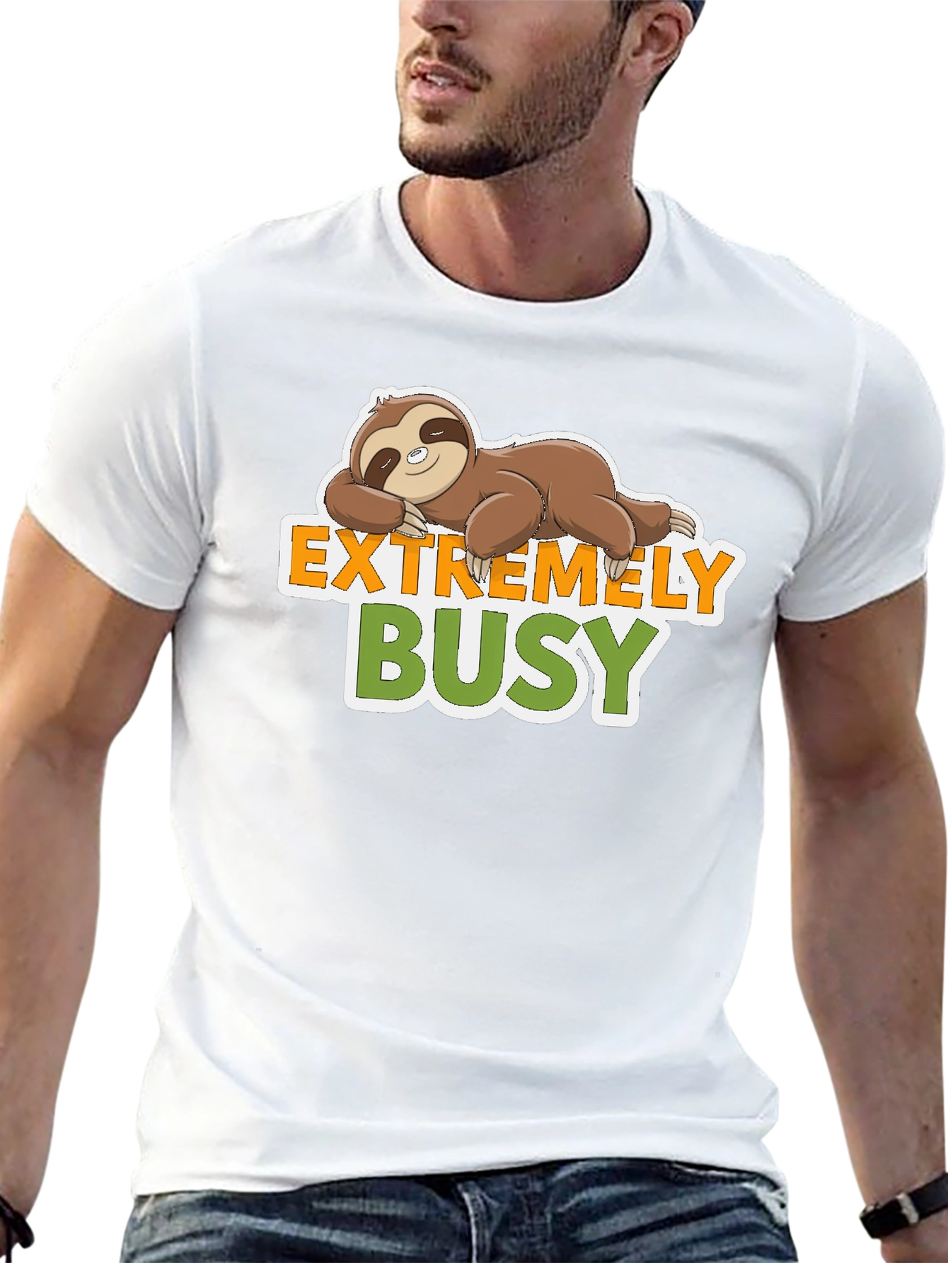 Extremely Busy Sloth Graphic Tee - Relaxed & Fun