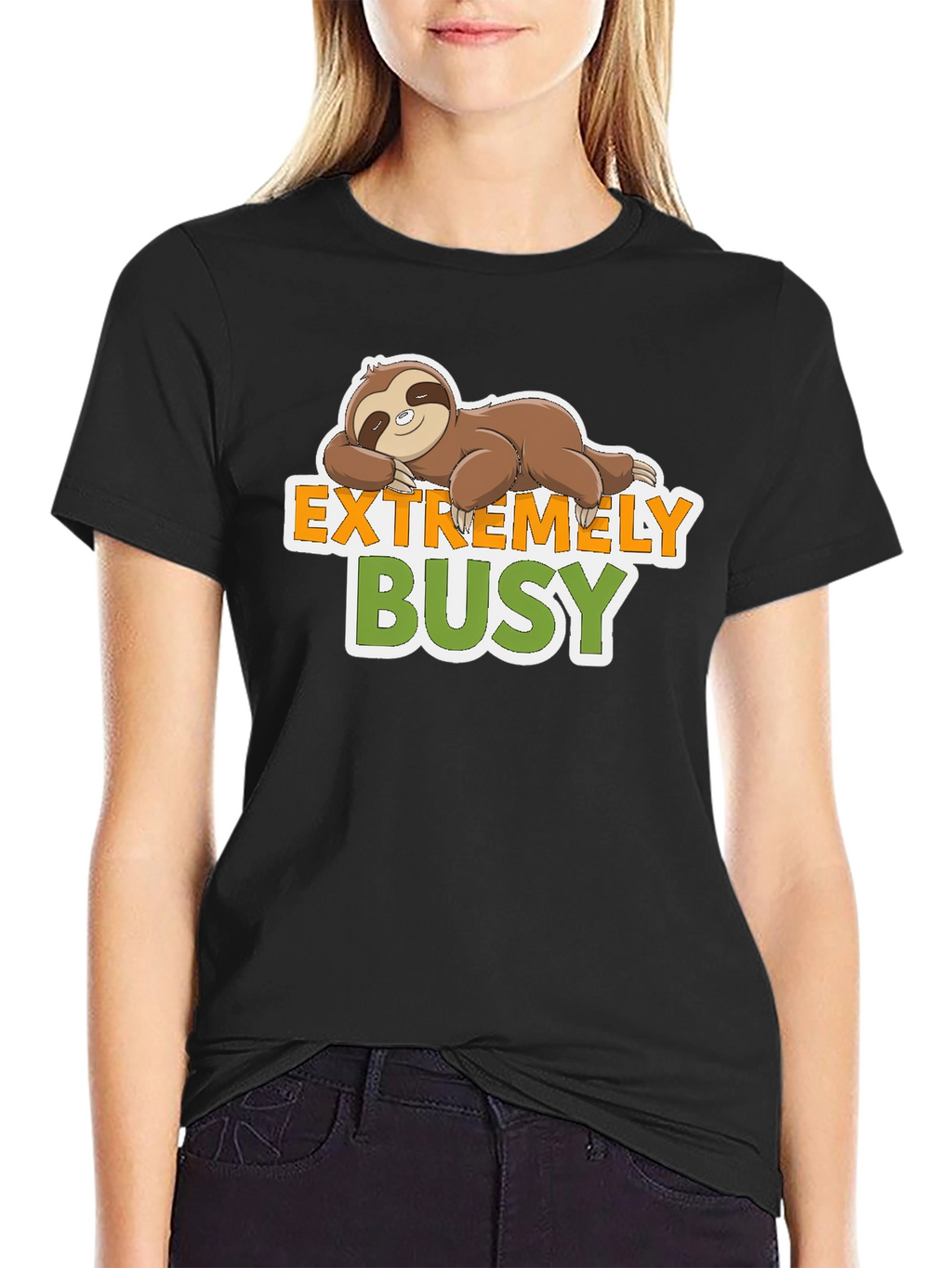 Extremely Busy Sloth Graphic Tee - Relaxed & Fun