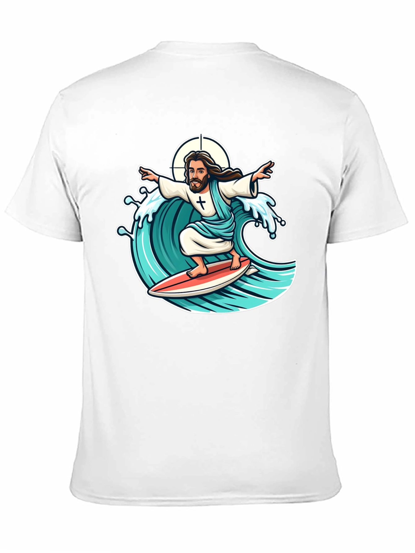 Surfing Jesus Graphic T-Shirt