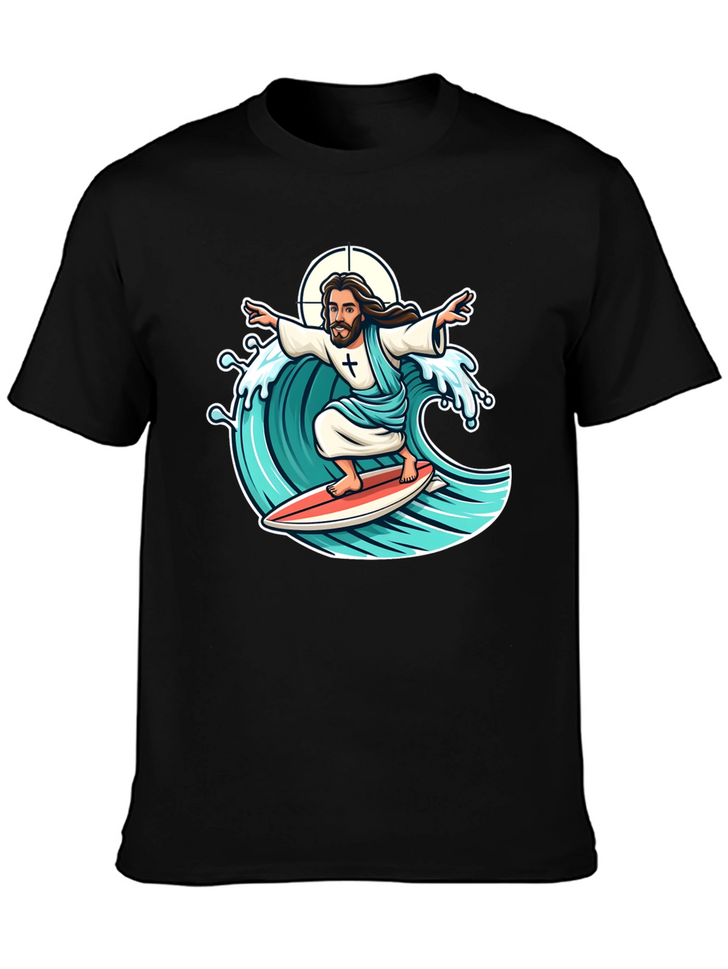 Surfing Jesus Graphic T-Shirt