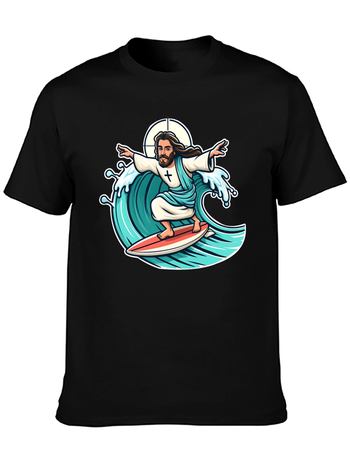 Surfing Jesus Graphic T-Shirt