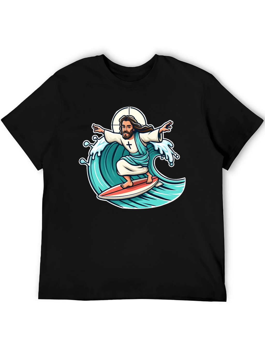 Surfing Jesus Graphic T-Shirt
