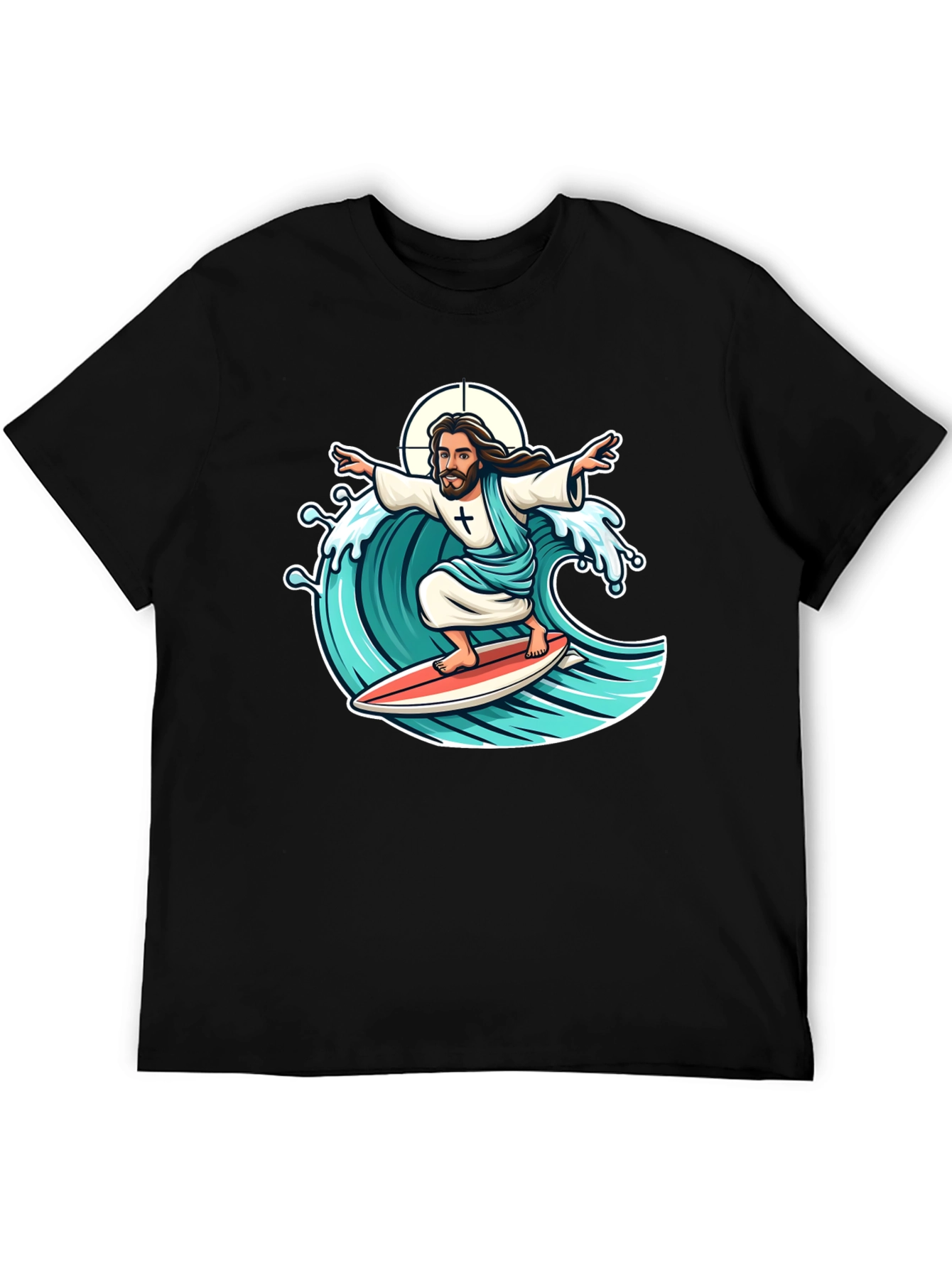 Surfing Jesus Graphic T-Shirt
