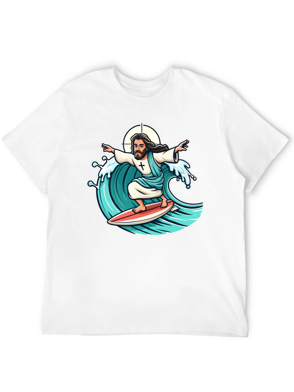Surfing Jesus Graphic T-Shirt