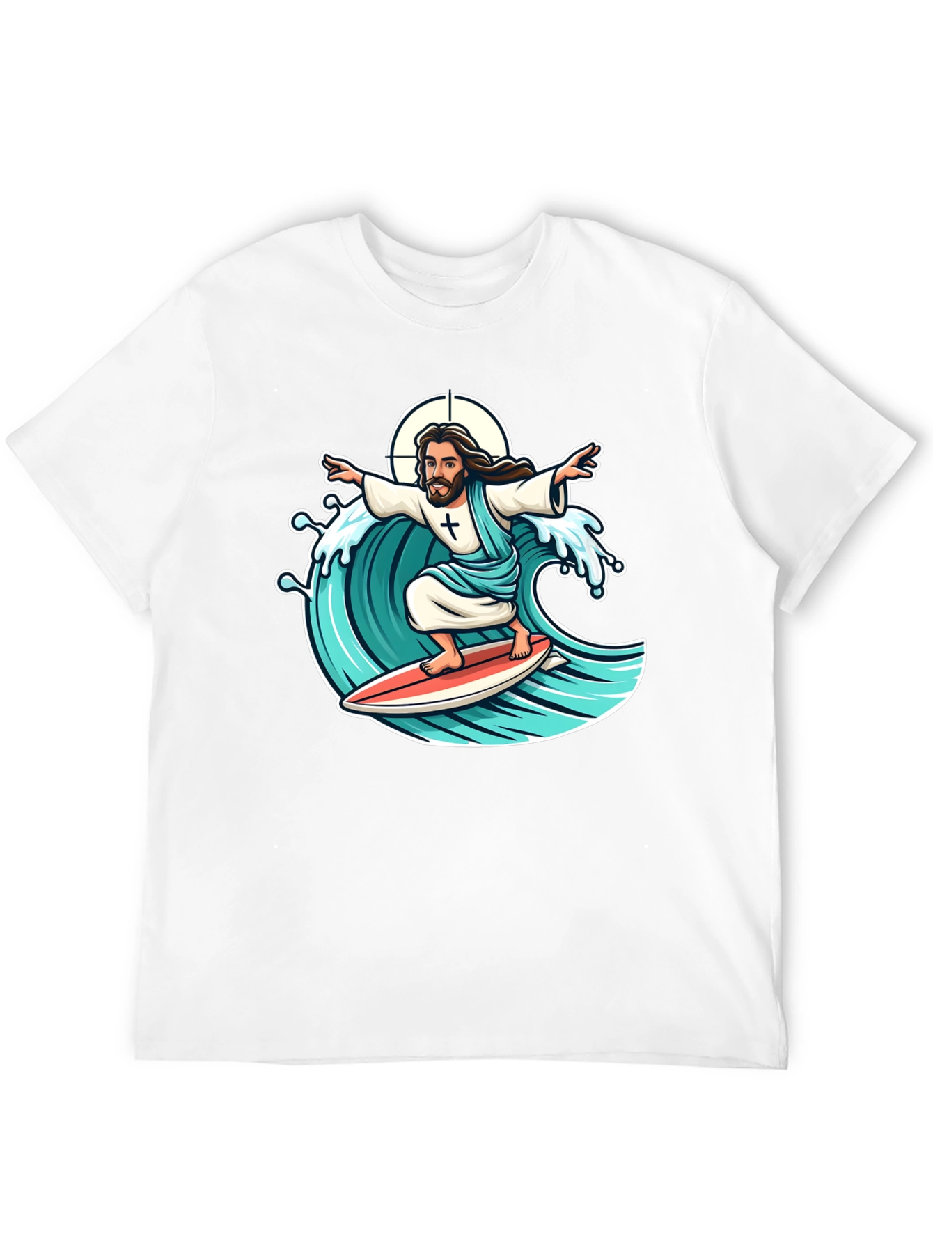 Surfing Jesus Graphic T-Shirt