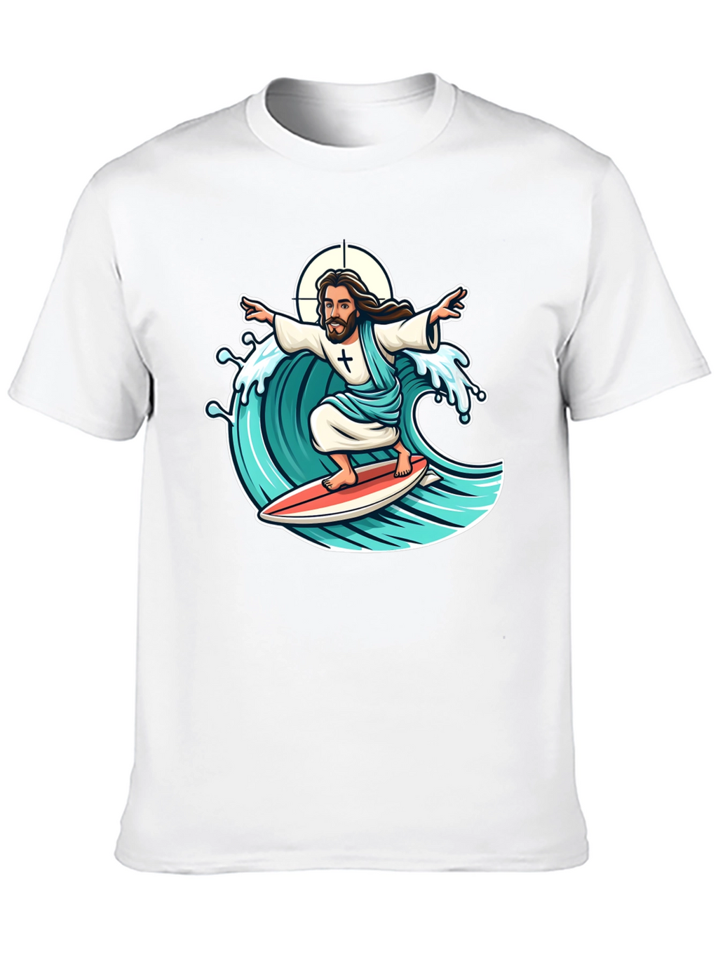 Surfing Jesus Graphic T-Shirt