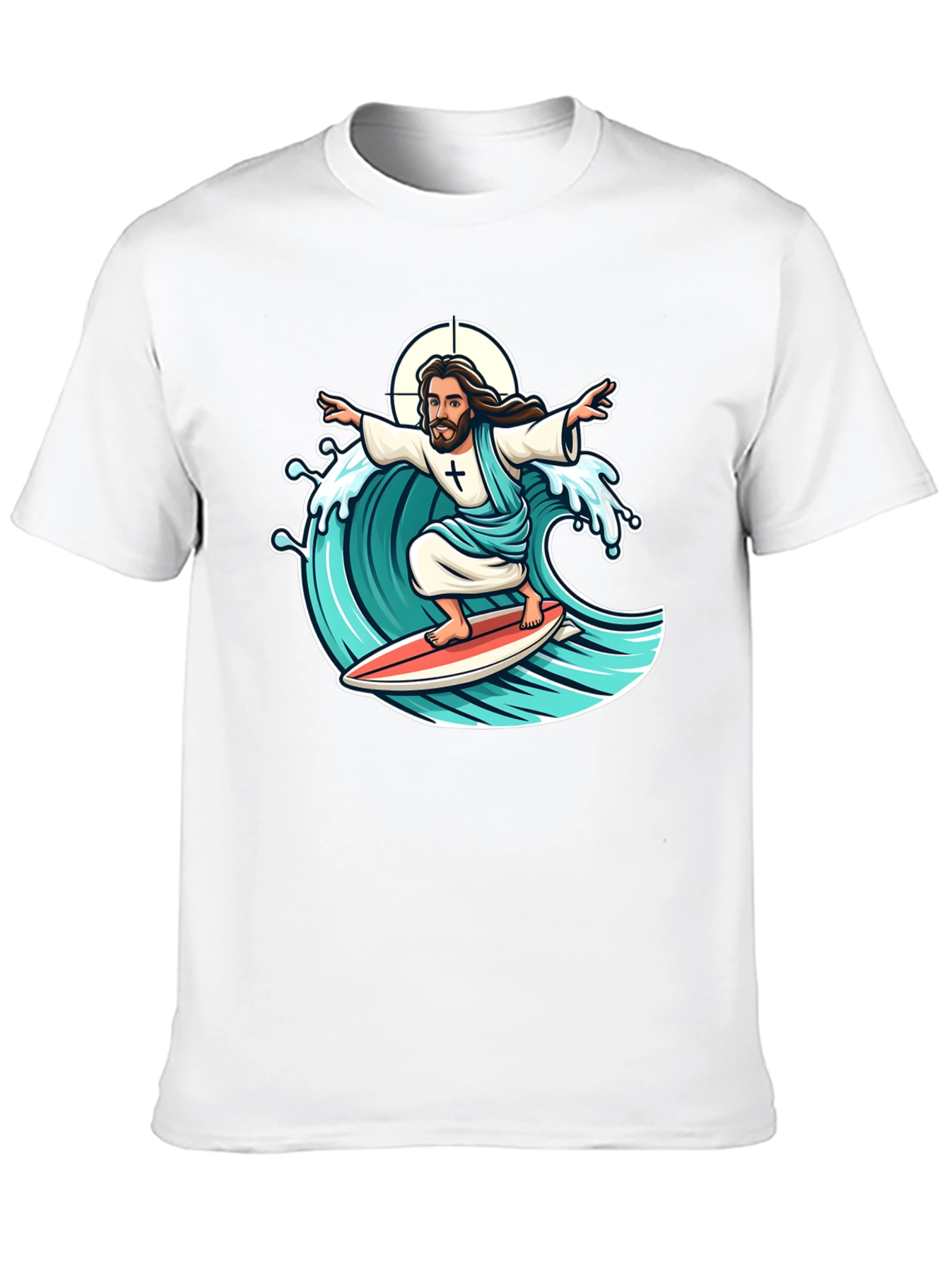 Surfing Jesus Graphic T-Shirt