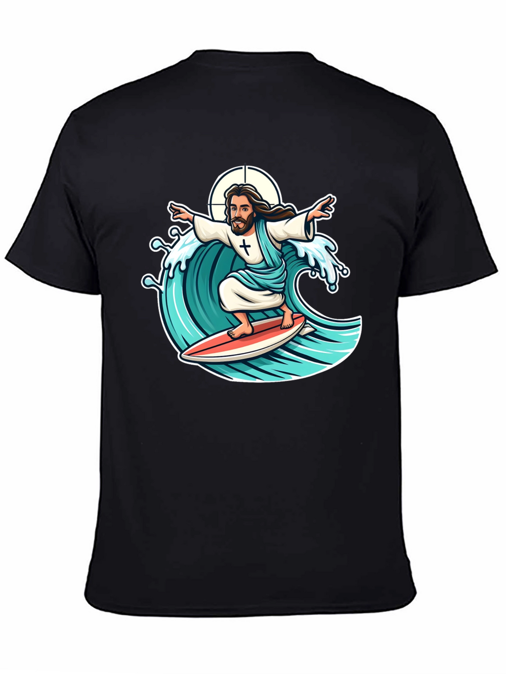 Surfing Jesus Graphic T-Shirt