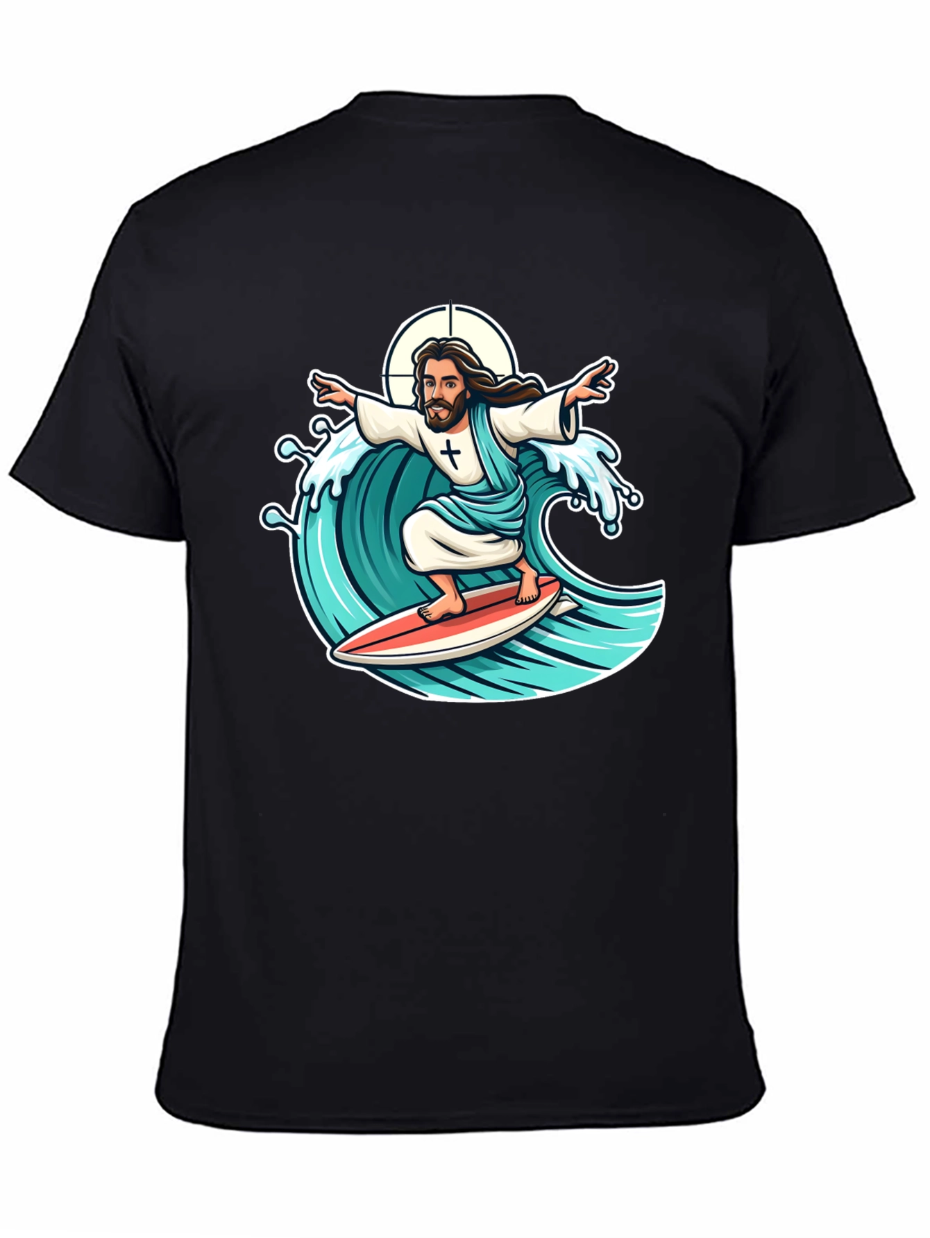 Surfing Jesus Graphic T-Shirt