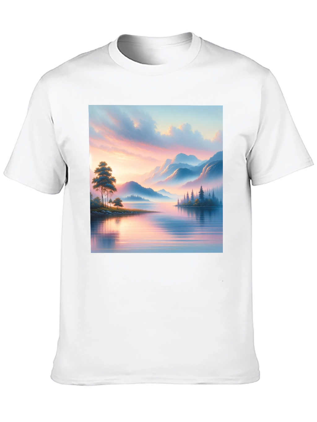 Scenic Lake View Graphic Tee - Black