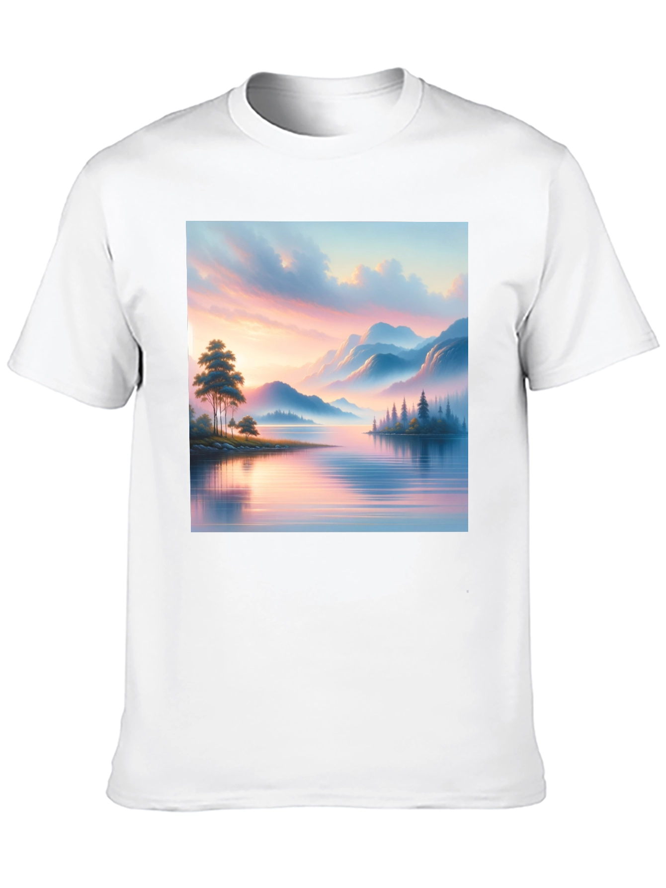 Scenic Lake View Graphic Tee - Black