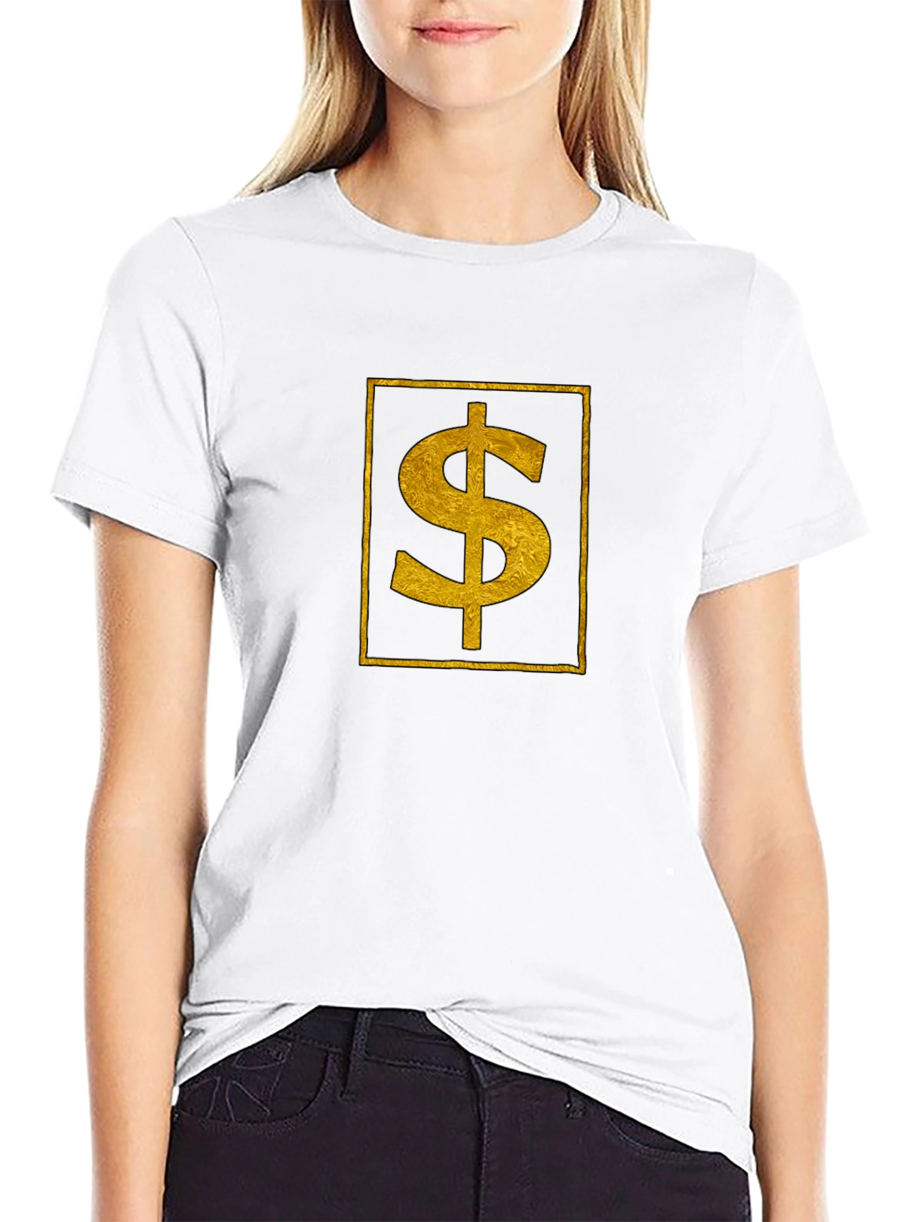 Gold Dollar Sign Black T-Shirt