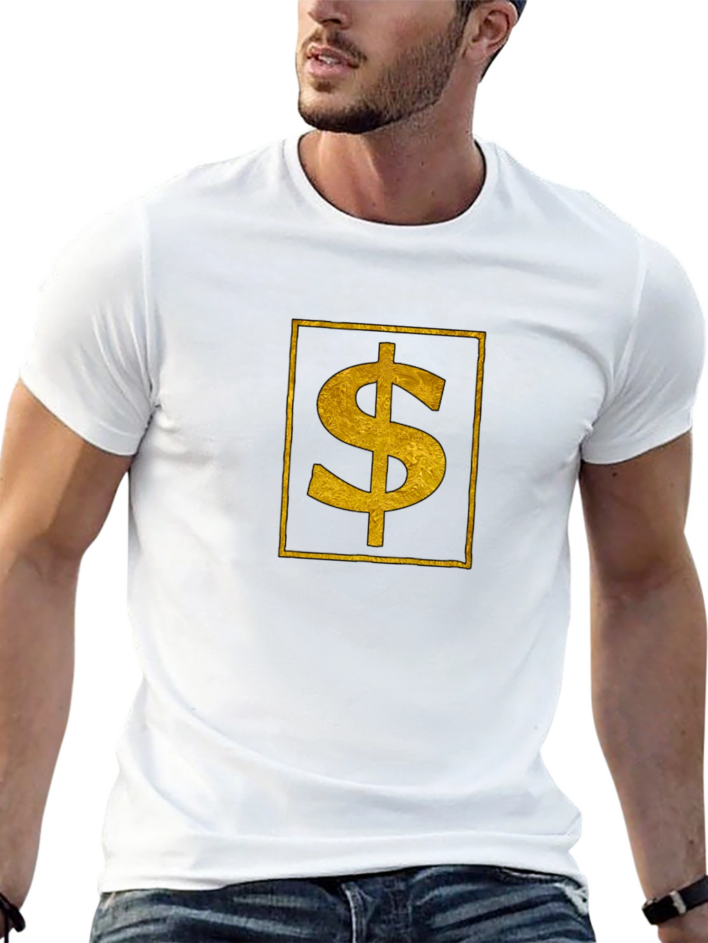 Gold Dollar Sign Black T-Shirt