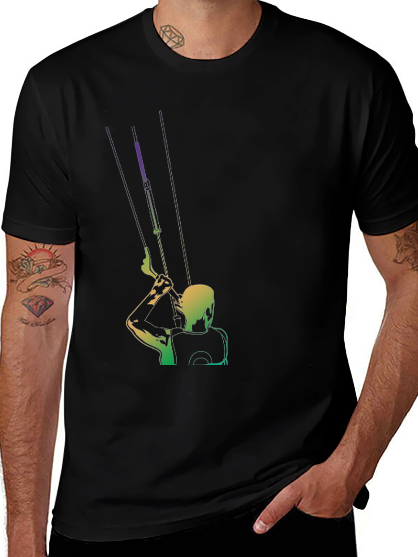 Kitesurfing T-Shirt - Black - Colorful Design