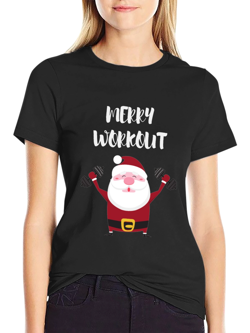 Merry Workout Santa Graphic Tee