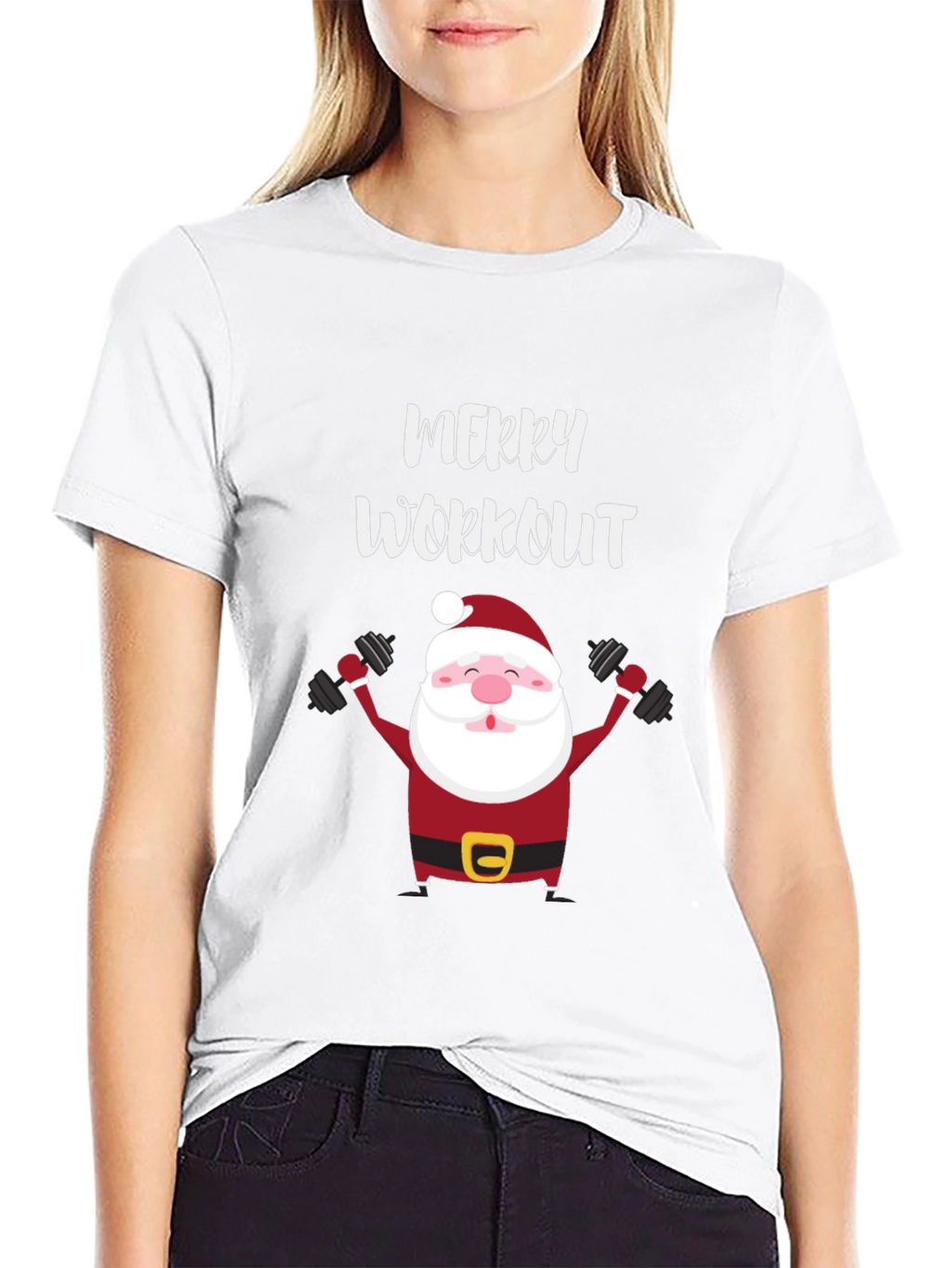 Merry Workout Santa Graphic Tee