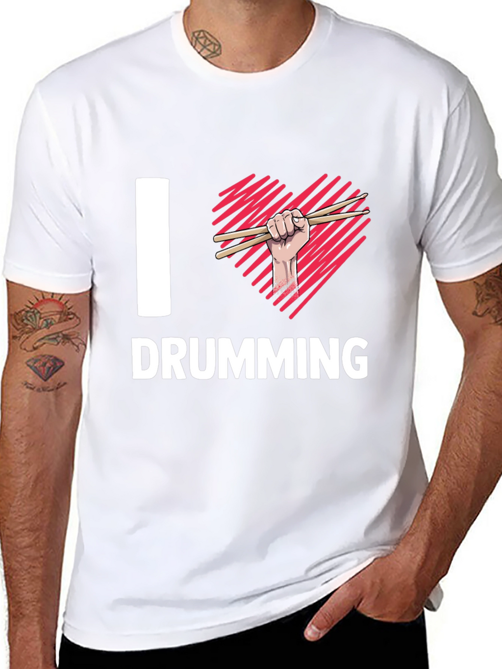 I Heart Drumming Black T-Shirt