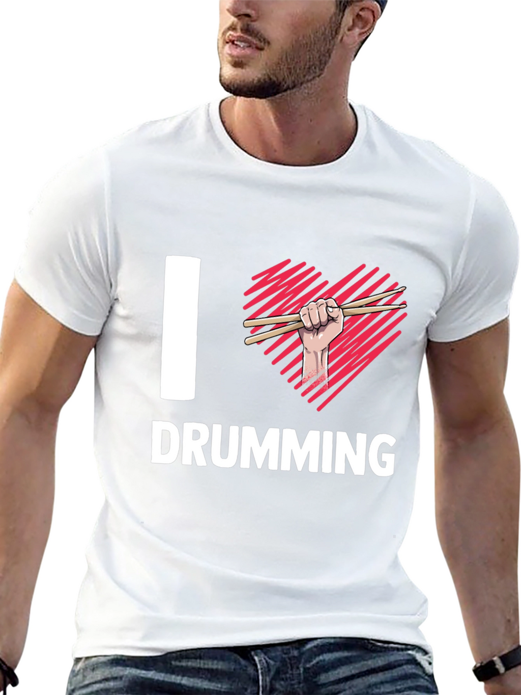 I Heart Drumming Black T-Shirt